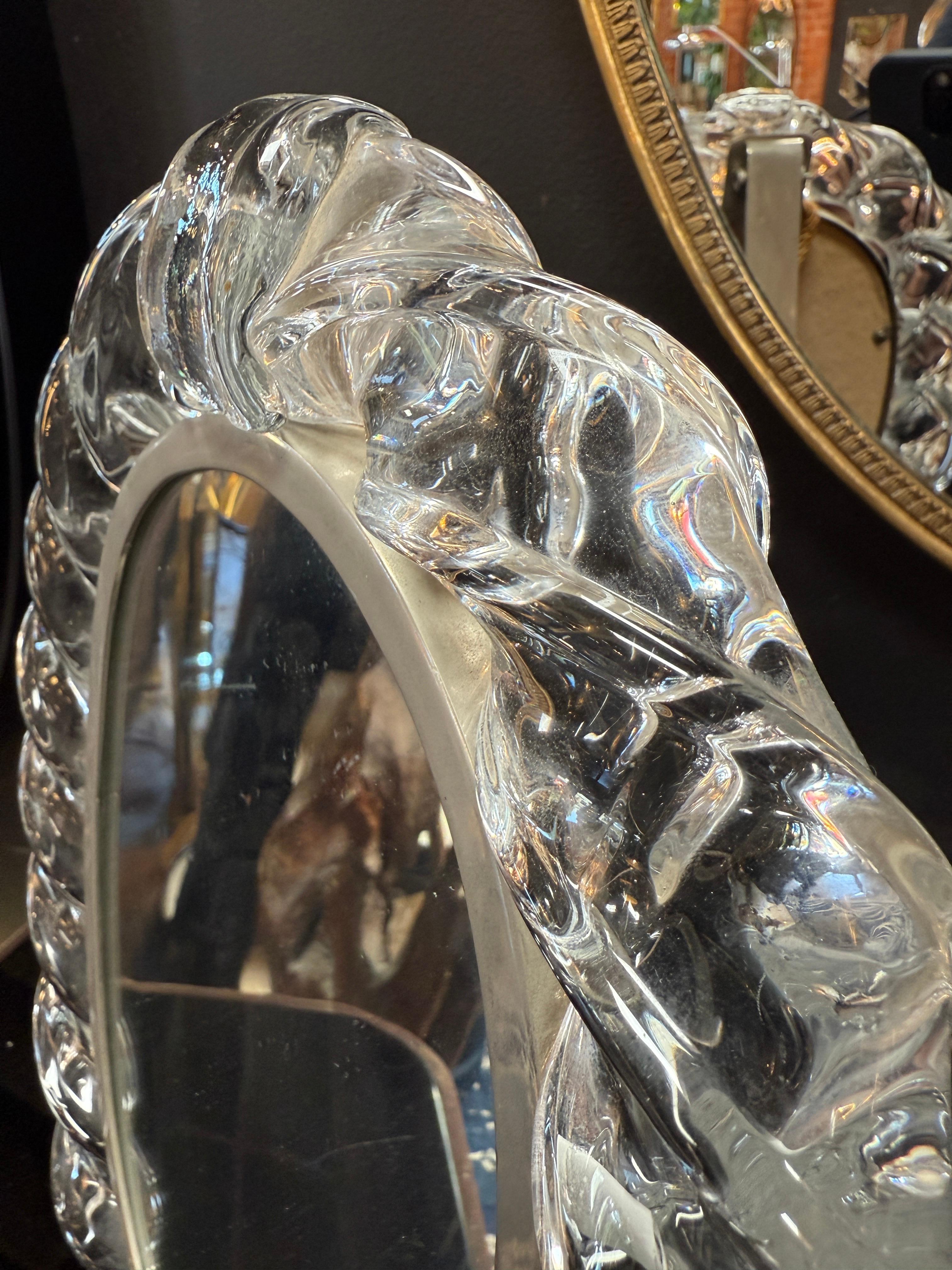 Italian Murano Glass Table Mirror with Handcrafted Crystal Frame For Sale