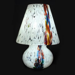 Murano Glass Table Mushroom lamp original with certificate white and Murrine