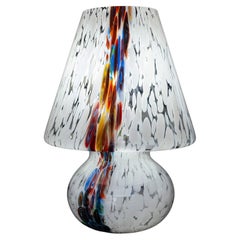 Murano Glass Table Mushroom lamp original with certificate white and Murrine