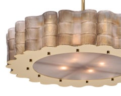 Murano Glass Tamburo Chandelier with Brass Frame, Mid-Century Style
