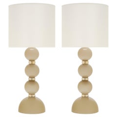 Murano Glass Taupe and Gold Lamps