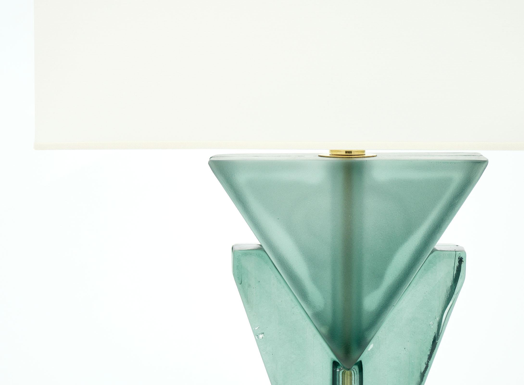 Italian Murano Glass Teal Geometric TOTEM Lamps For Sale