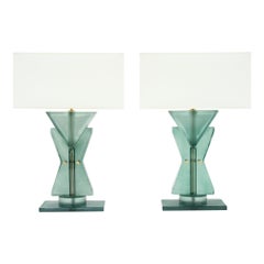 Murano Glass Teal Geometric TOTEM Lamps