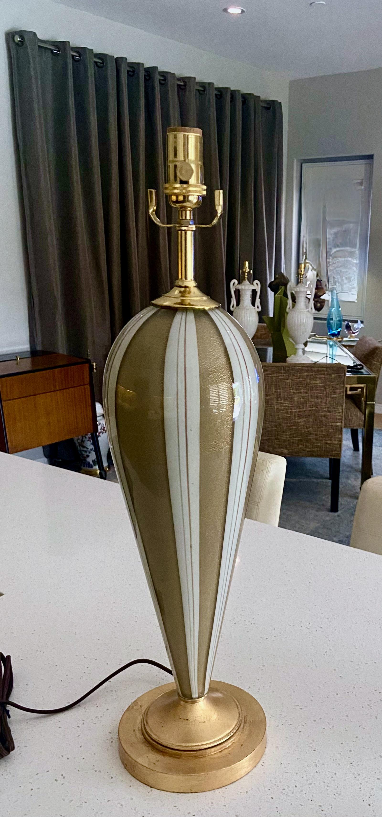 Italian Murano Glass Tear Drop Aventurine Table Lamp For Sale