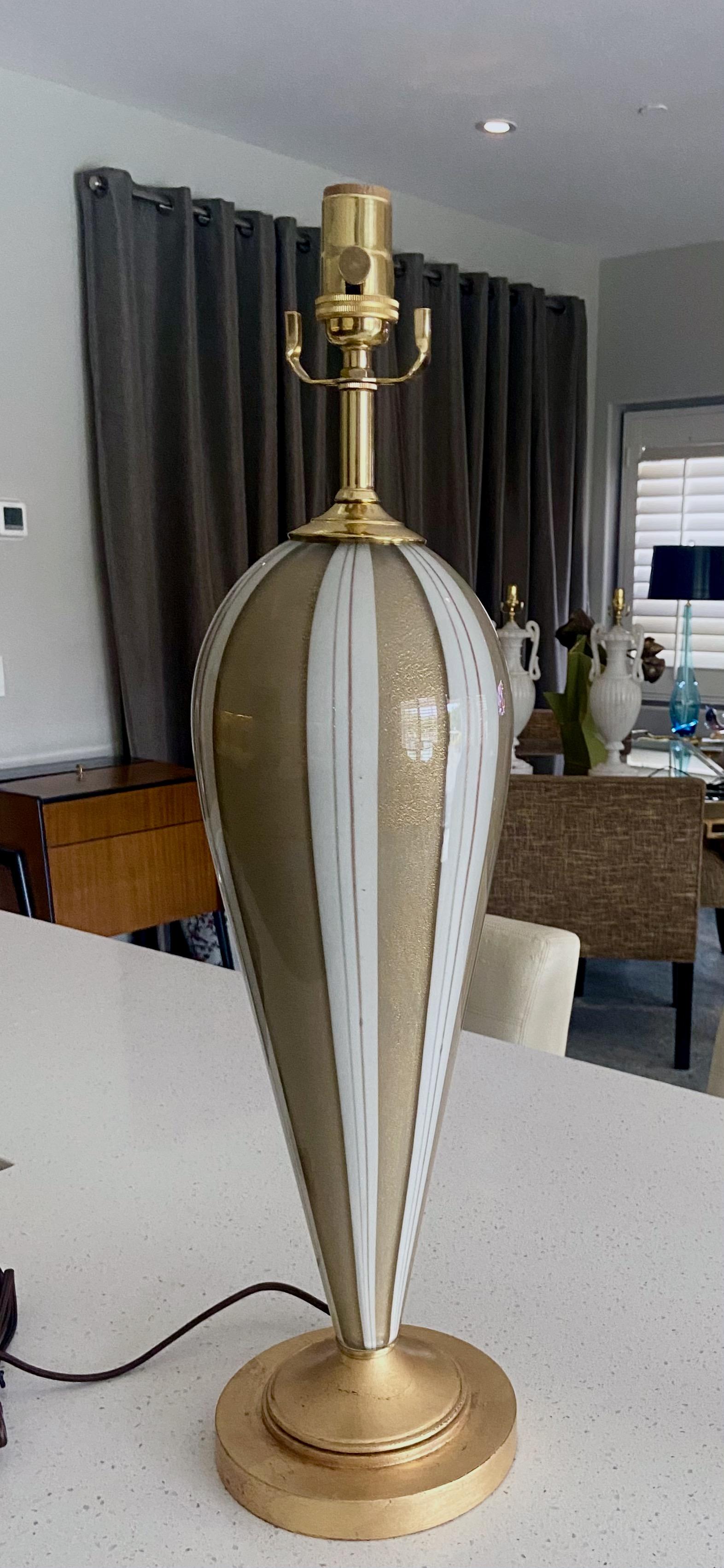 Mid-20th Century Murano Glass Tear Drop Aventurine Table Lamp For Sale