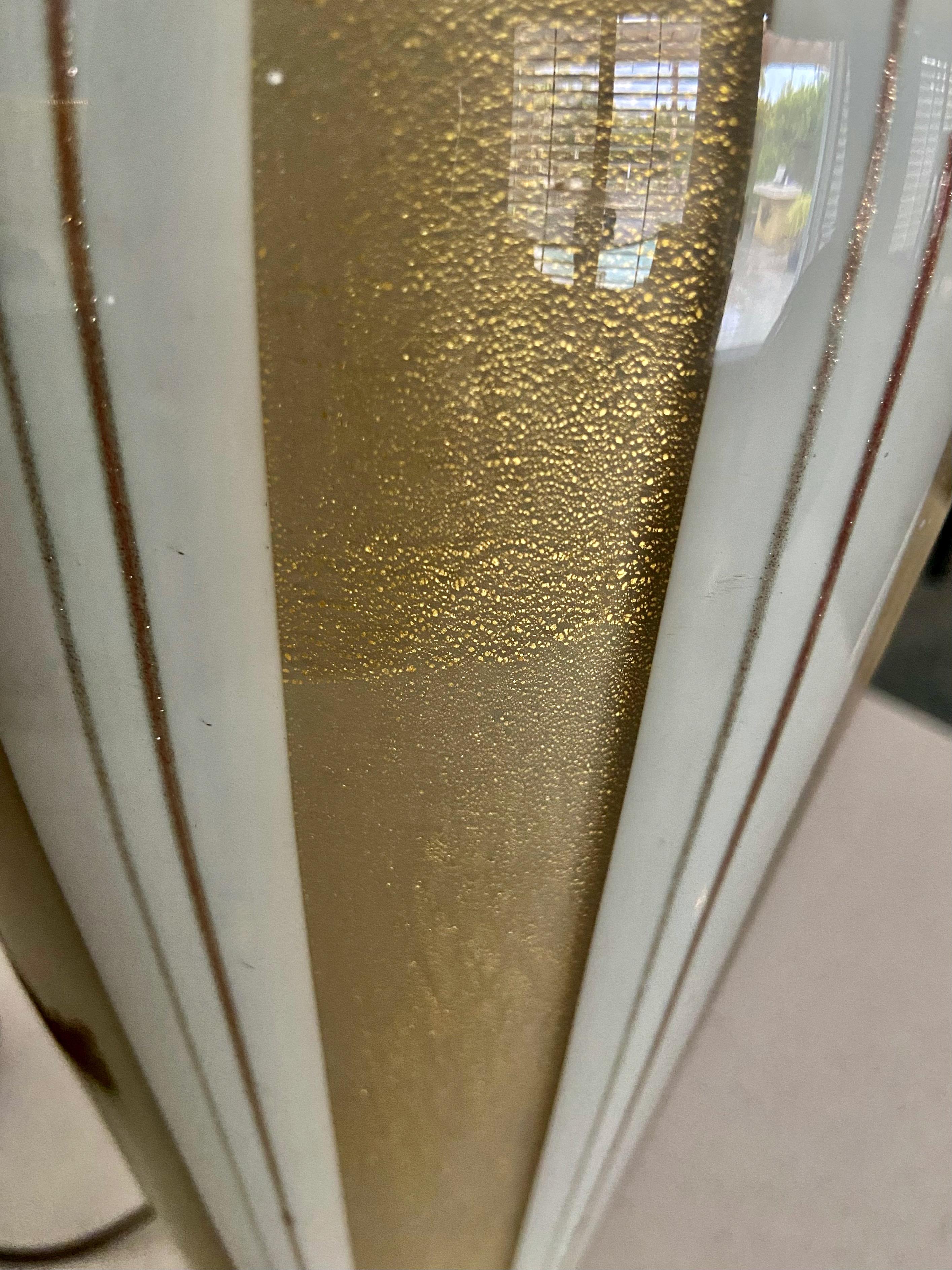 Brass Murano Glass Tear Drop Aventurine Table Lamp For Sale