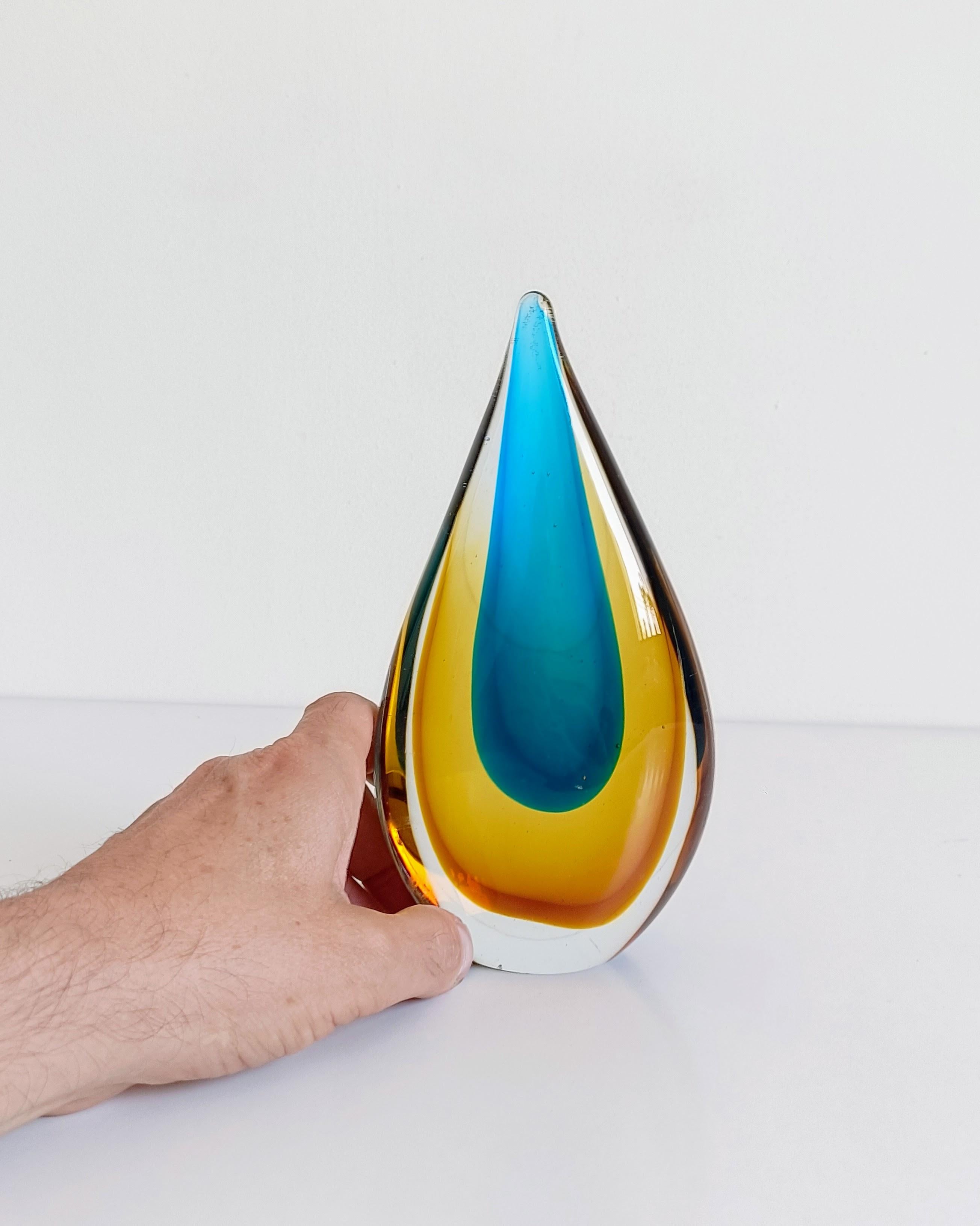 Murano Glass Teardrop Sculpture by Flavio Poli for Seguso, Italy, 1950s For Sale 2