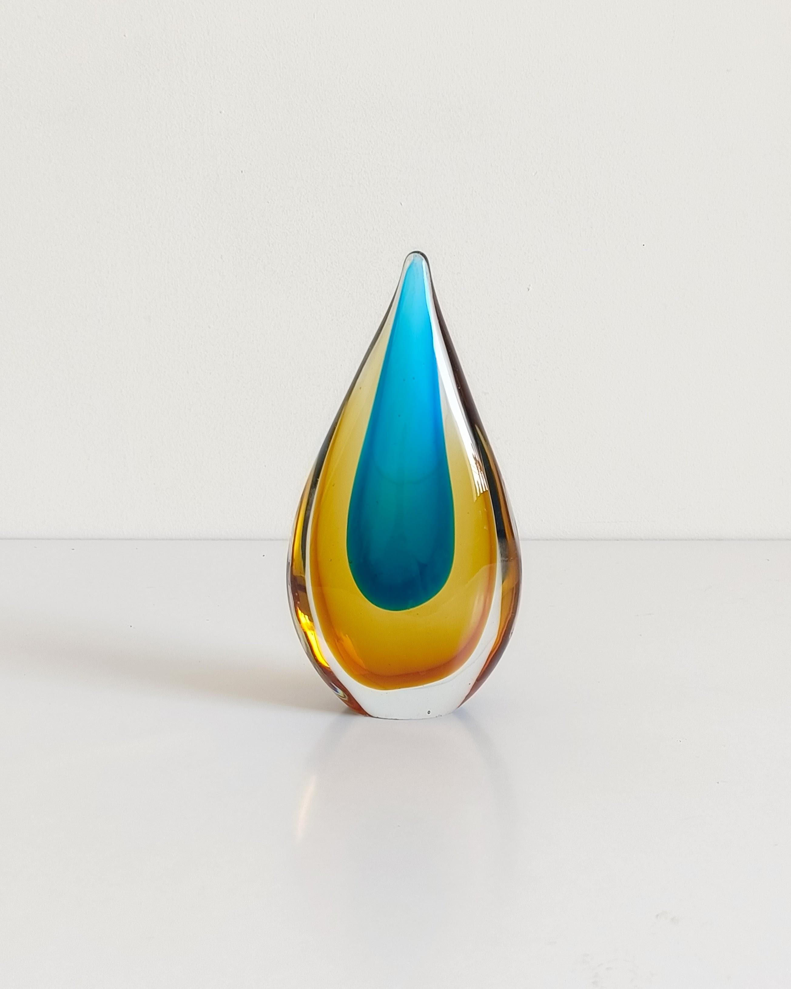 Murano Glass Teardrop Sculpture by Flavio Poli for Seguso, Italy, 1950s For Sale 3