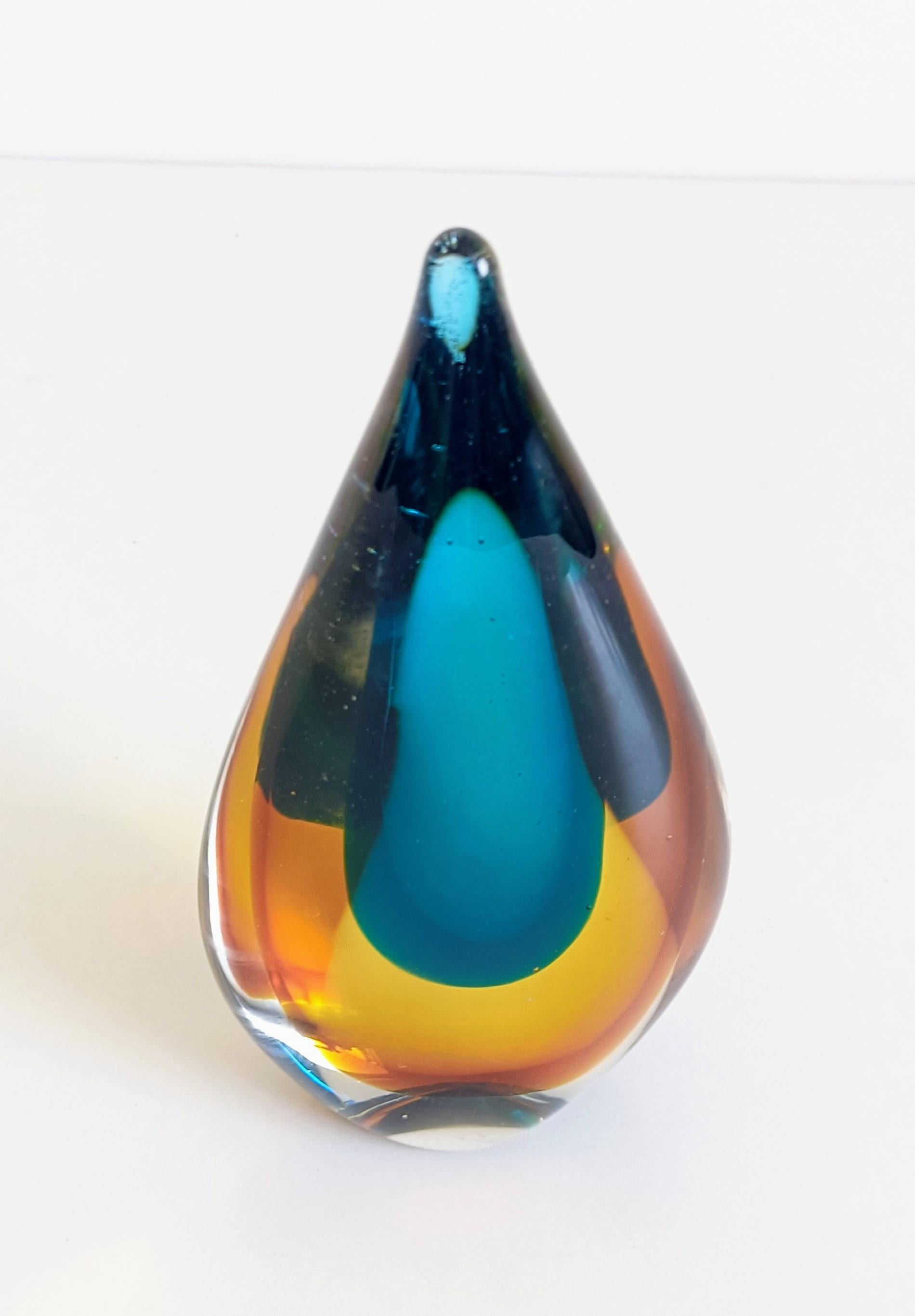 Murano Glass Teardrop Sculpture by Flavio Poli for Seguso, Italy, 1950s For Sale 4