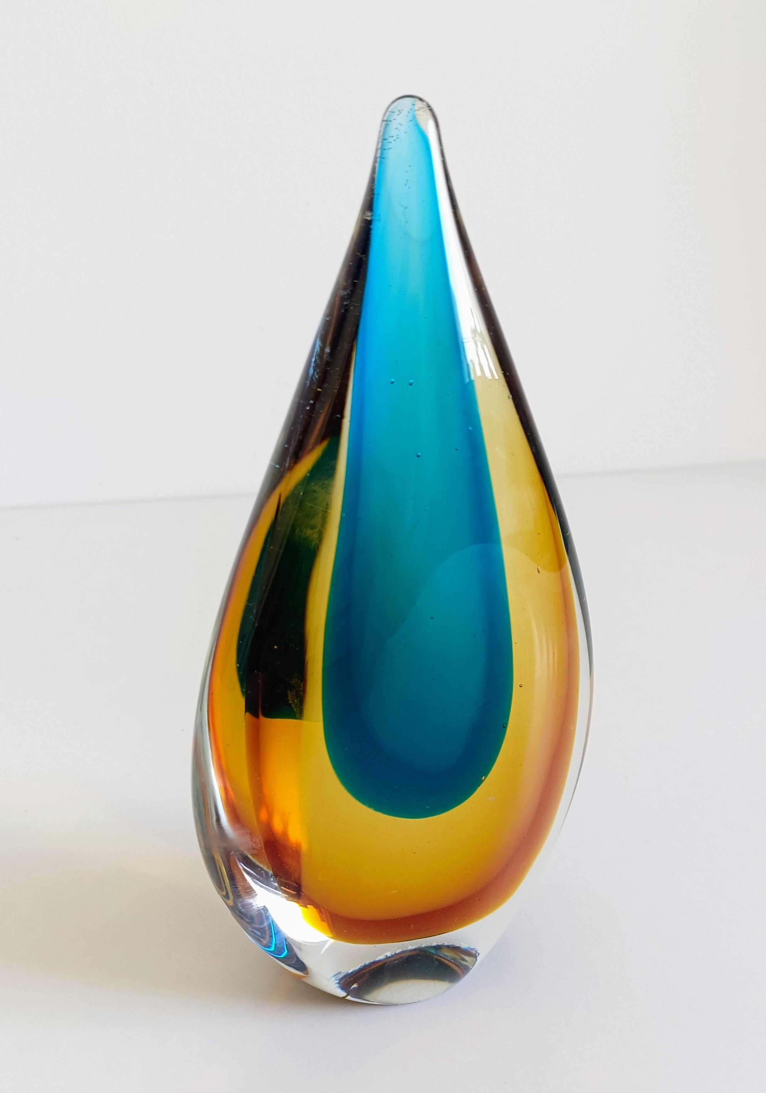 Murano Glass Teardrop Sculpture by Flavio Poli for Seguso, Italy, 1950s For Sale 5