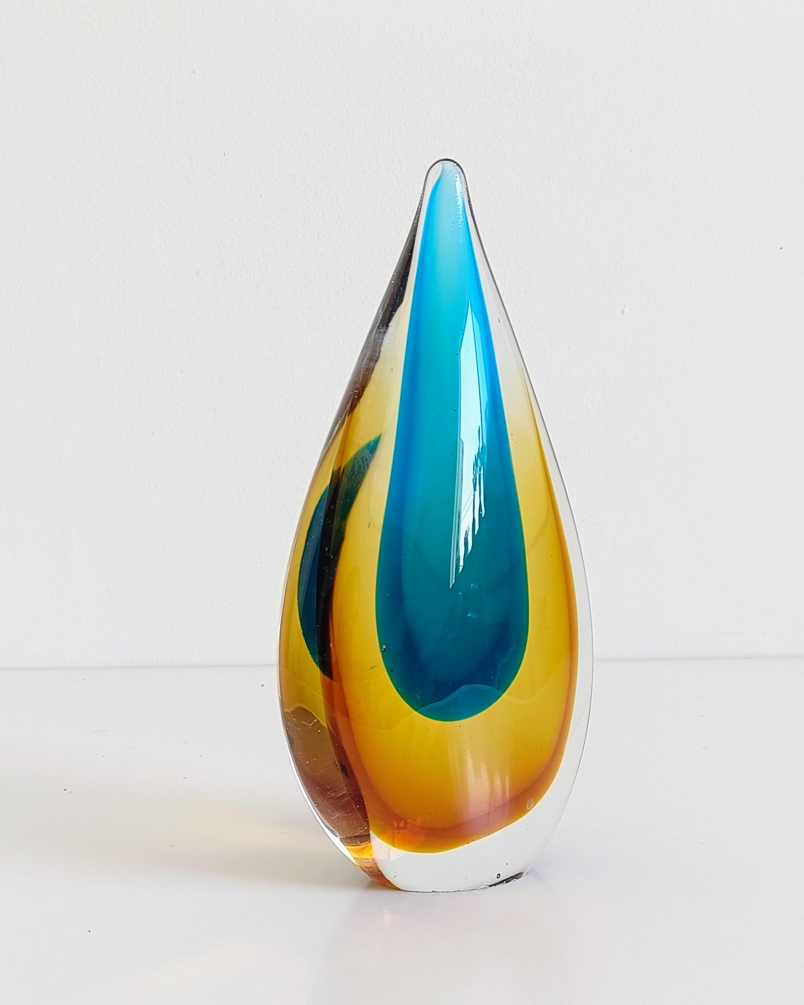 Italian Murano Glass Teardrop Sculpture by Flavio Poli for Seguso, Italy, 1950s For Sale
