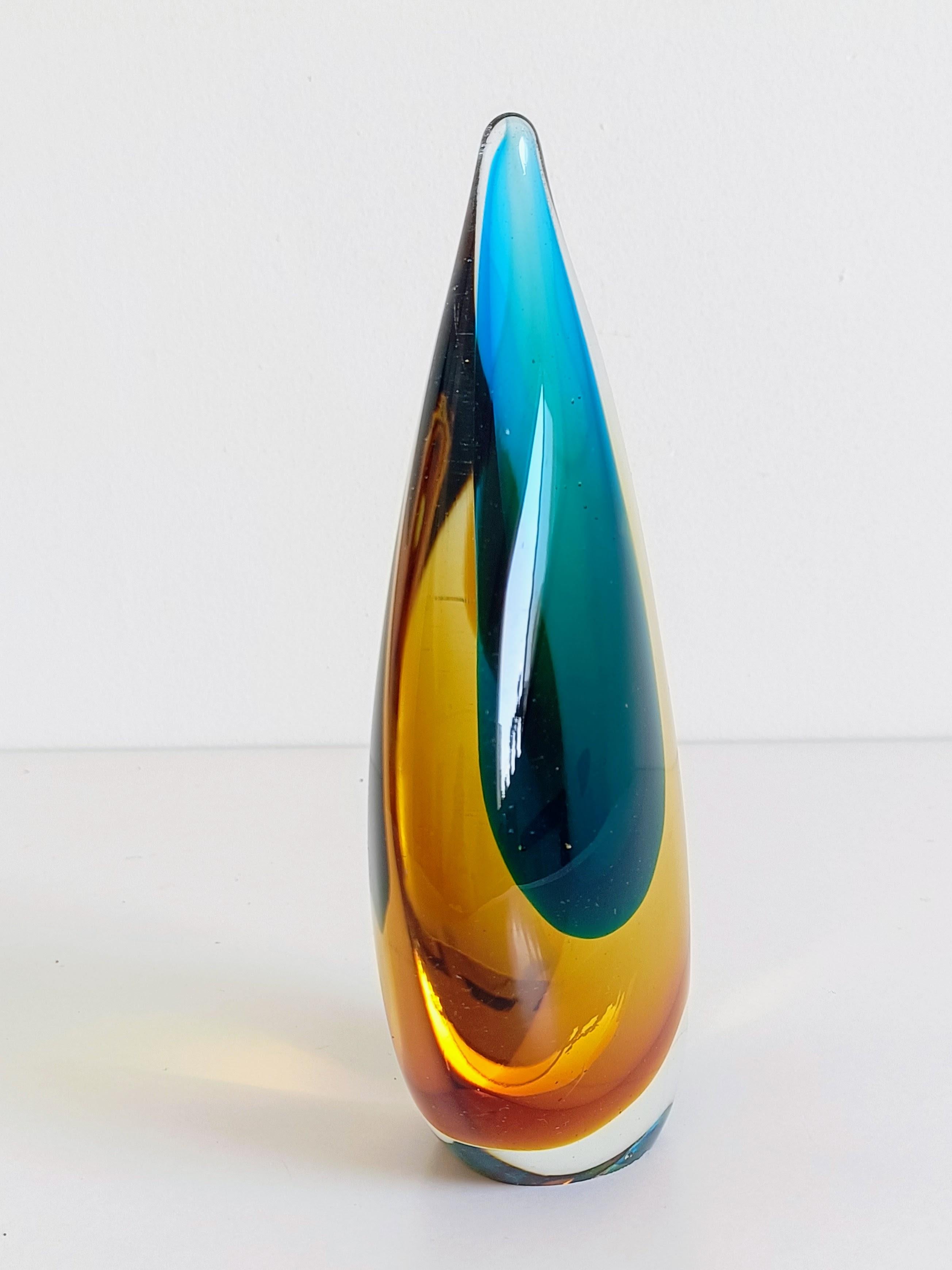 Hand-Crafted Murano Glass Teardrop Sculpture by Flavio Poli for Seguso, Italy, 1950s For Sale