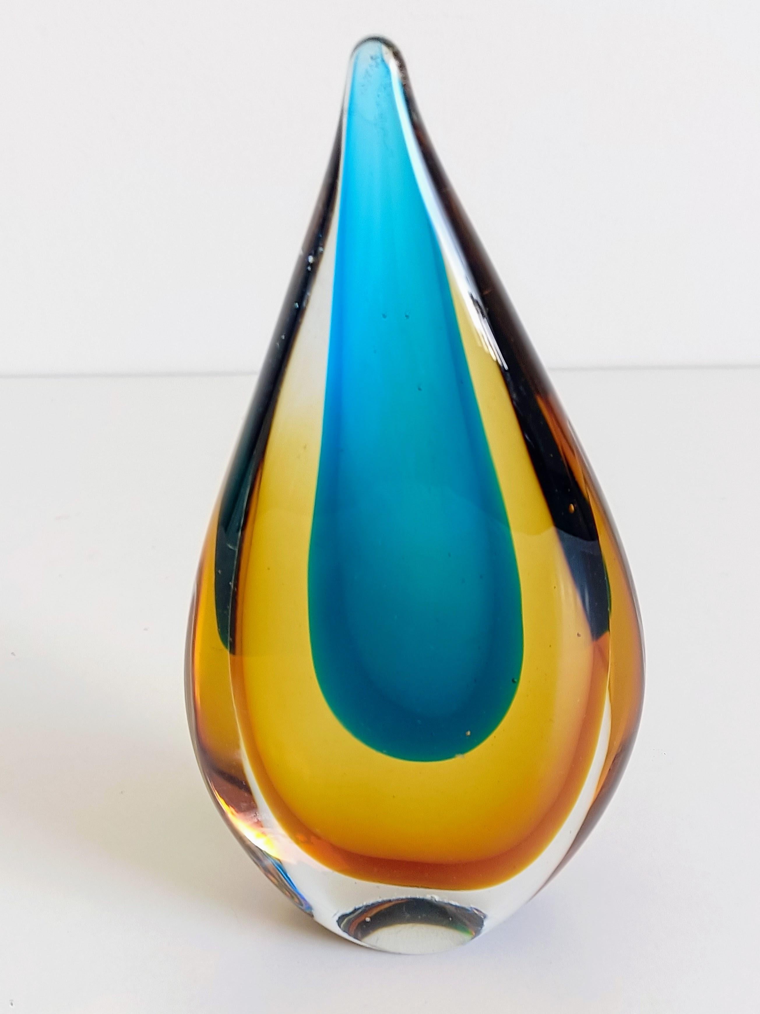 Art Glass Murano Glass Teardrop Sculpture by Flavio Poli for Seguso, Italy, 1950s For Sale
