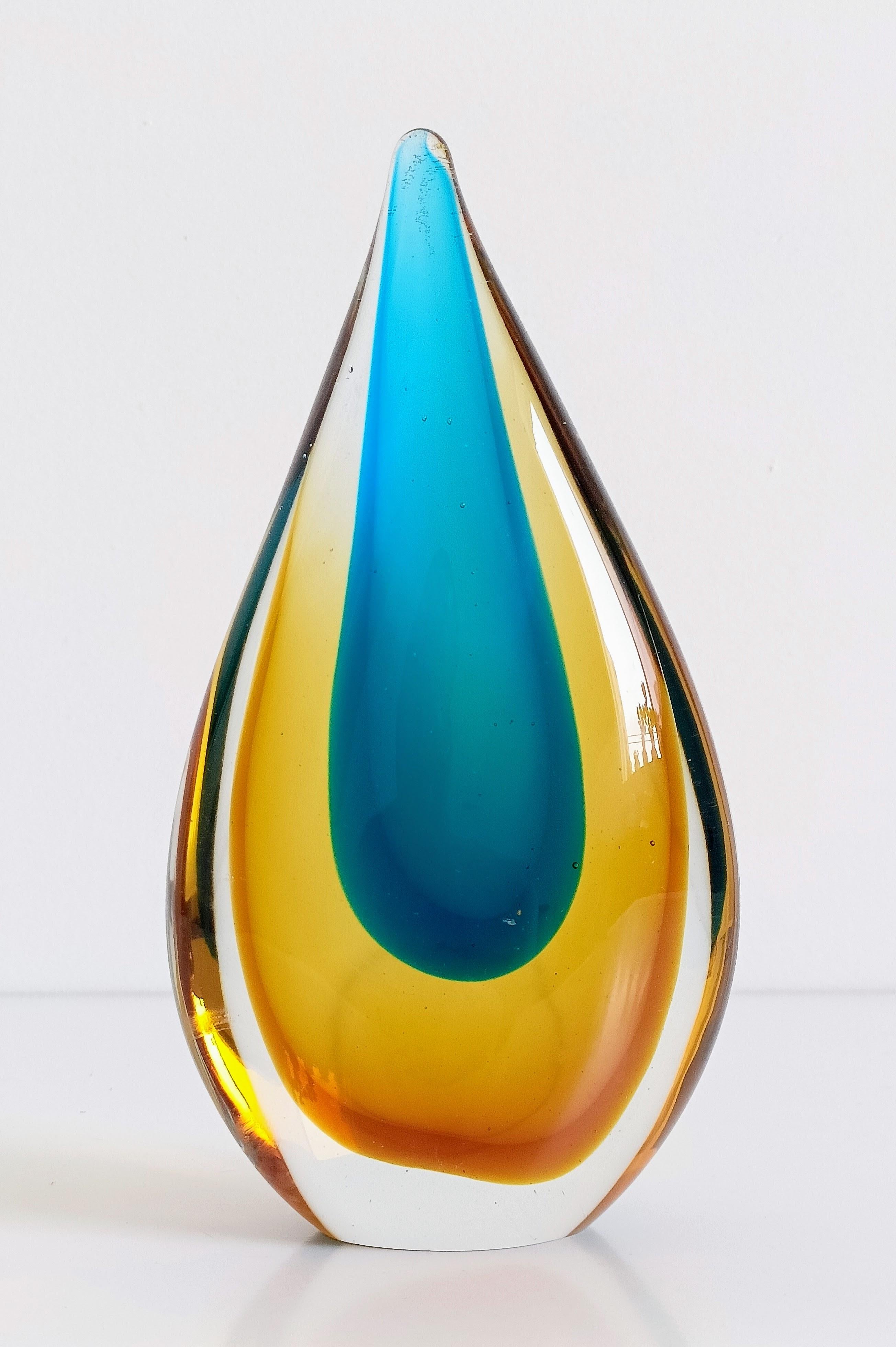 Murano Glass Teardrop Sculpture by Flavio Poli for Seguso, Italy, 1950s For Sale 1