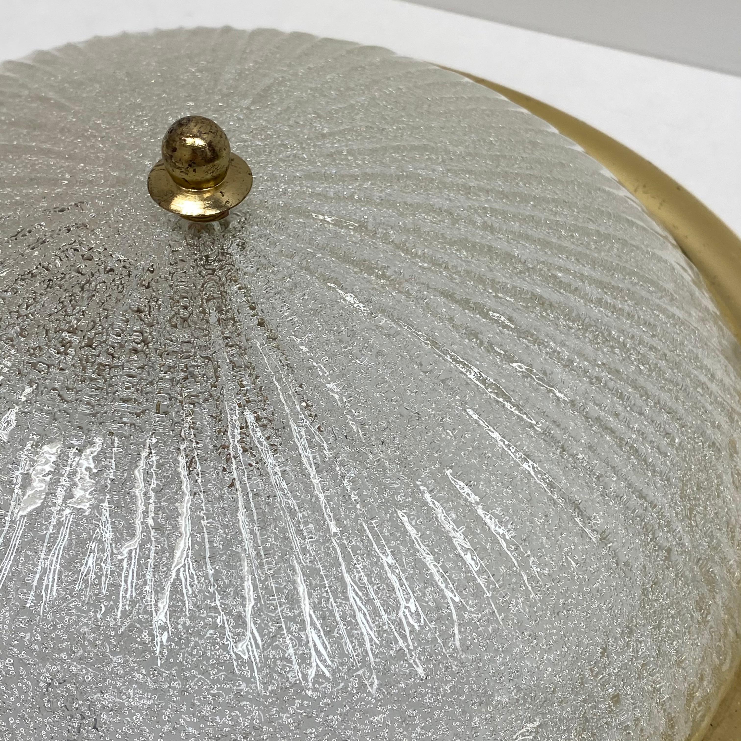 Late 20th Century Murano Glass Textured Fischer Leuchten Flush mount, Germany, 1970s For Sale