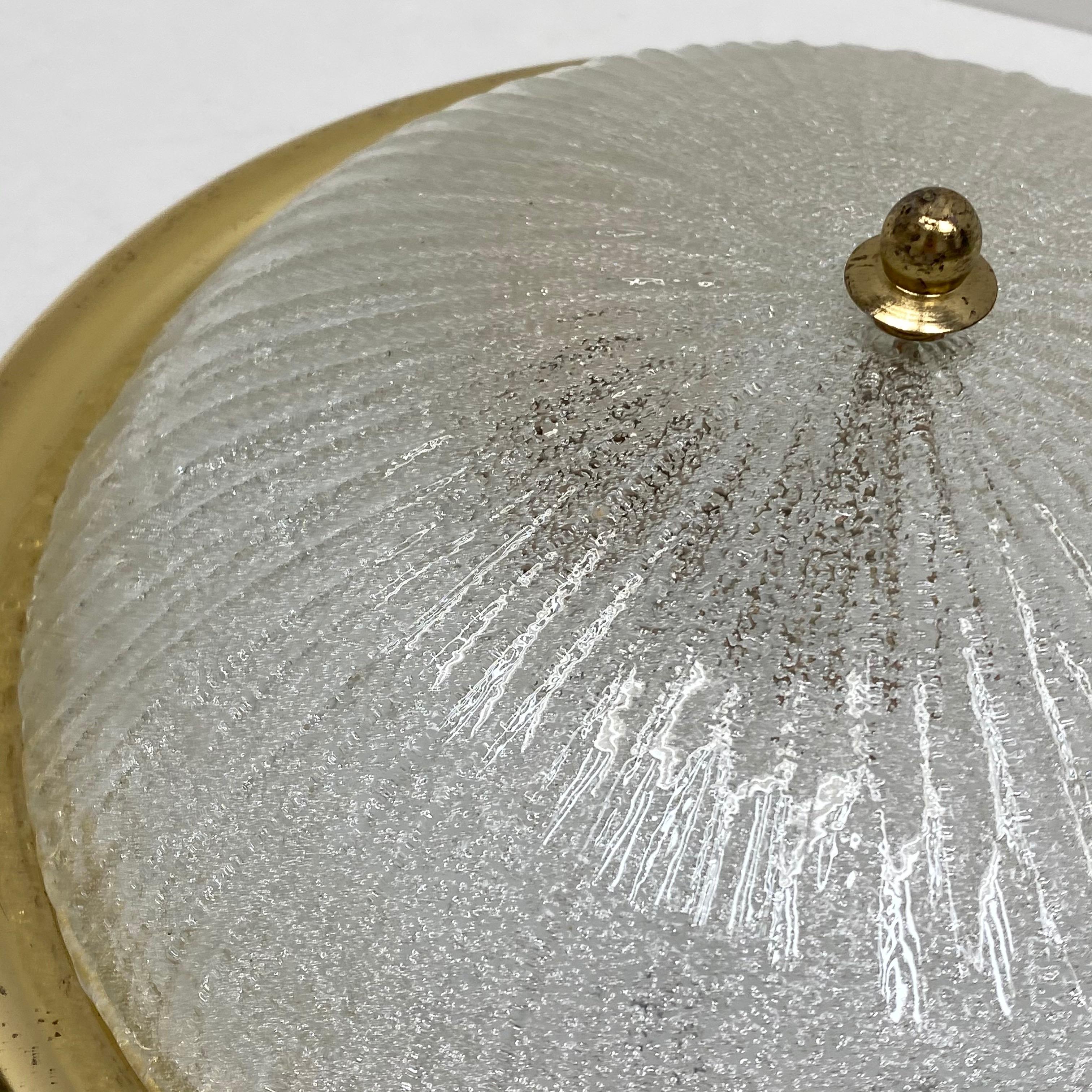 Metal Murano Glass Textured Fischer Leuchten Flush mount, Germany, 1970s For Sale