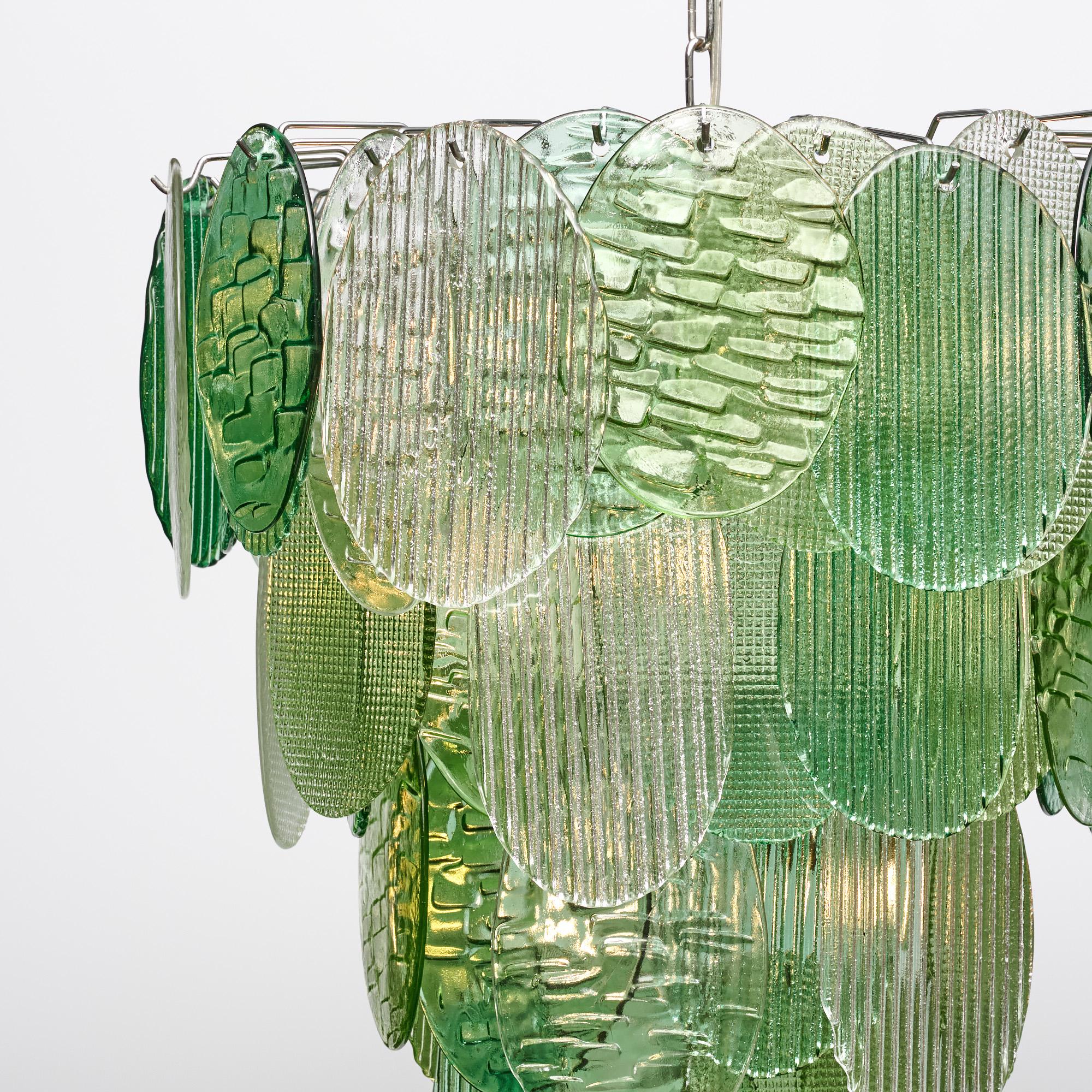 italien Lustre en verre Murano texturé vert en vente