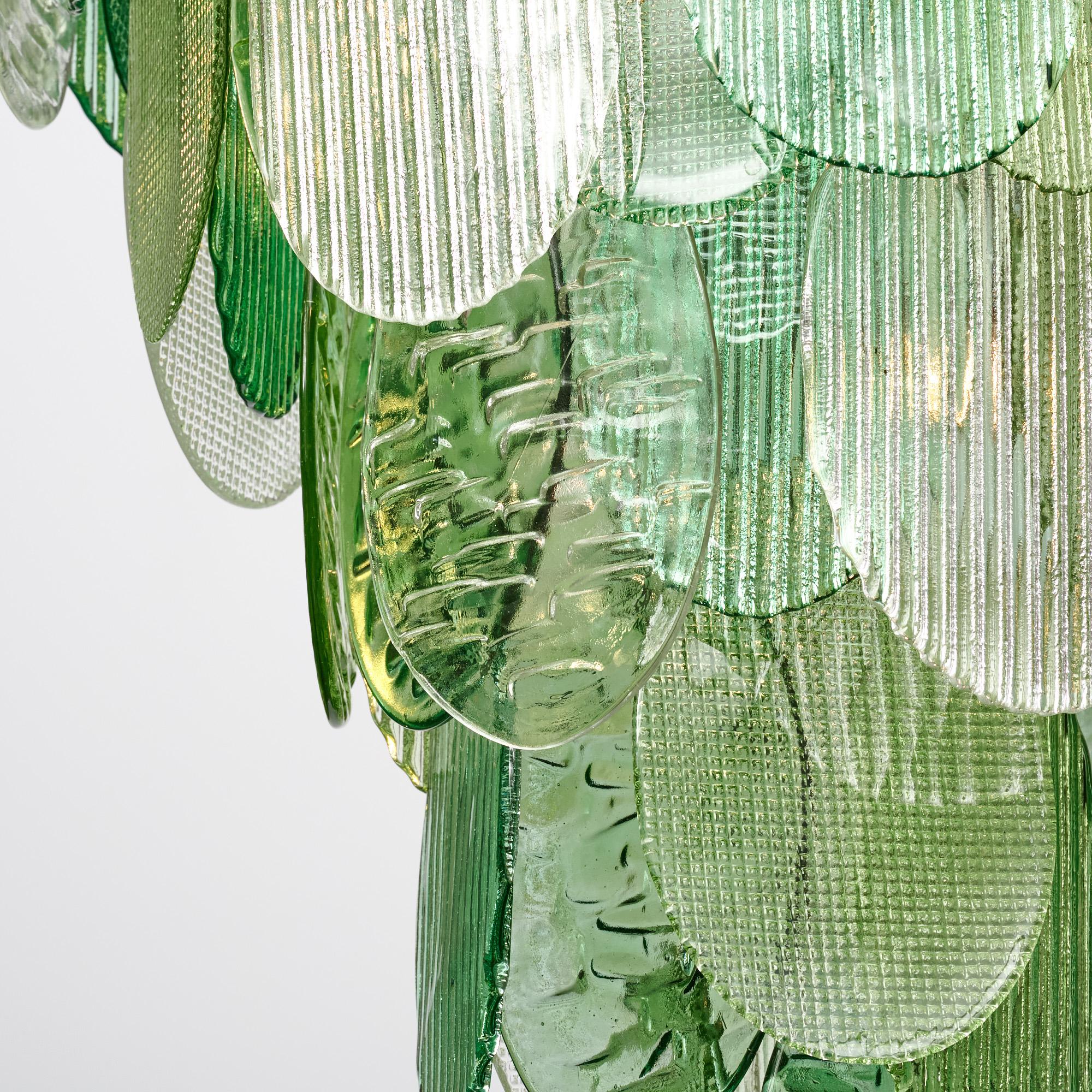 XXIe siècle et contemporain Lustre en verre Murano texturé vert en vente