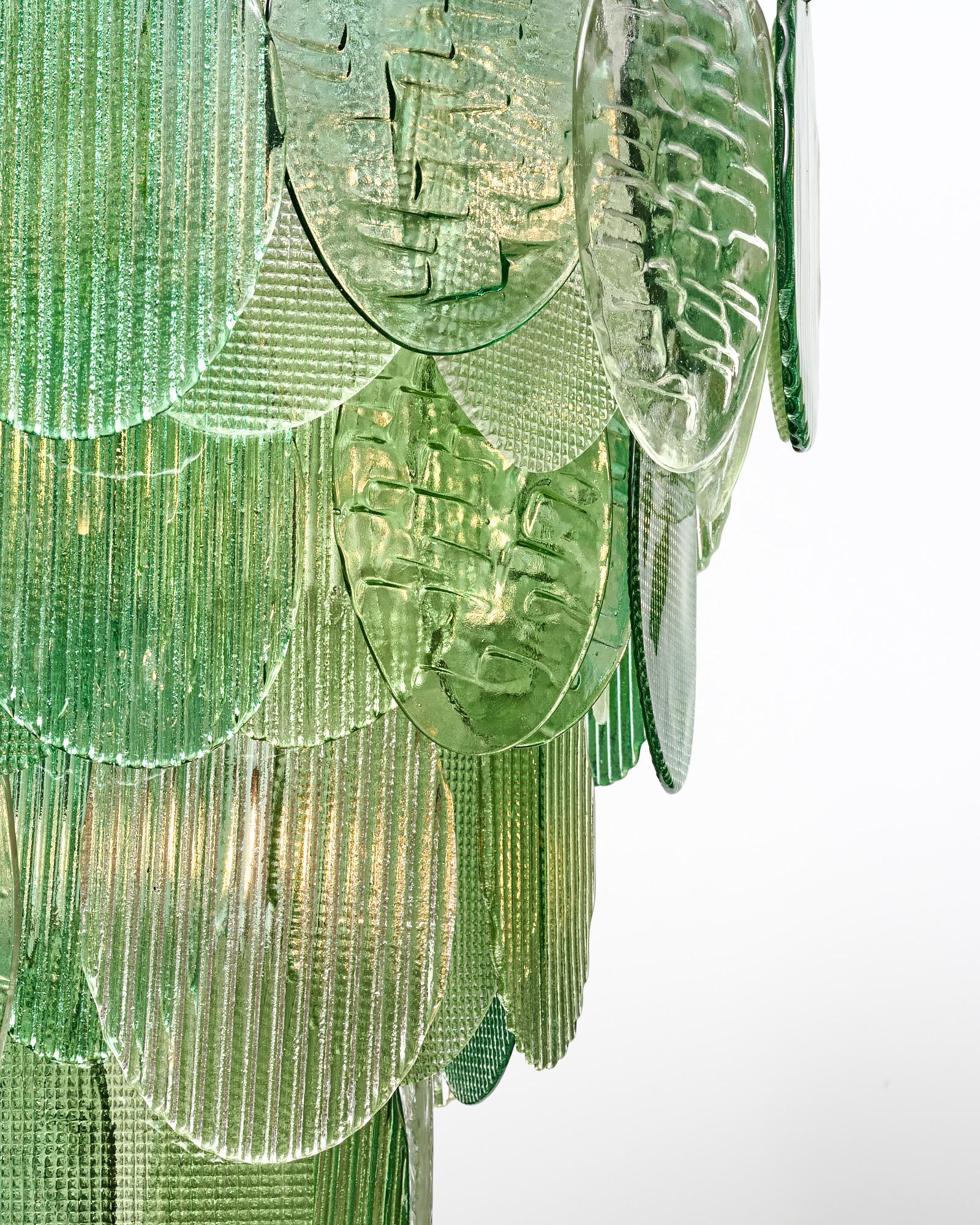 Laiton Lustre en verre Murano texturé vert en vente