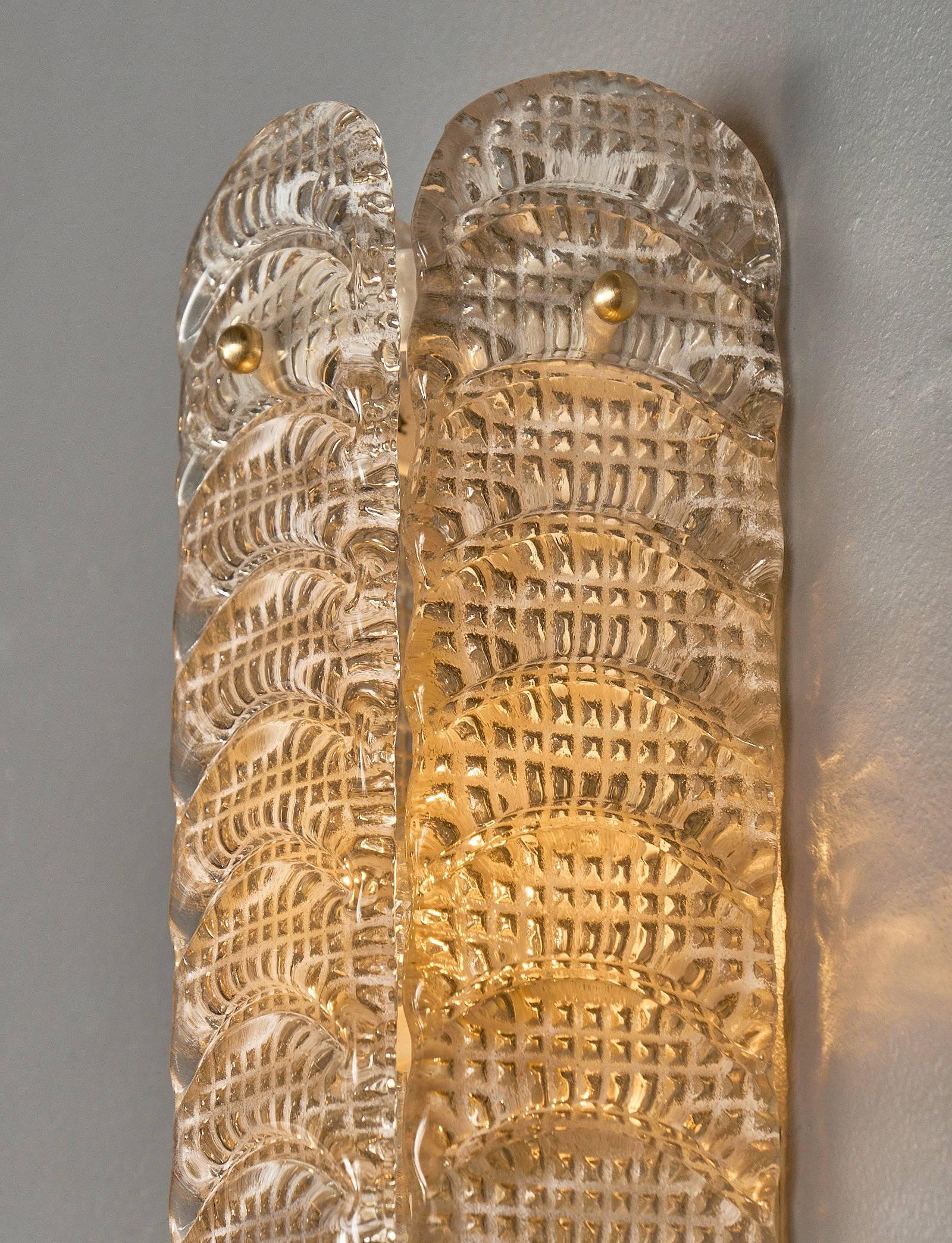 Contemporary Murano Glass Textured “Reticello” Sconces