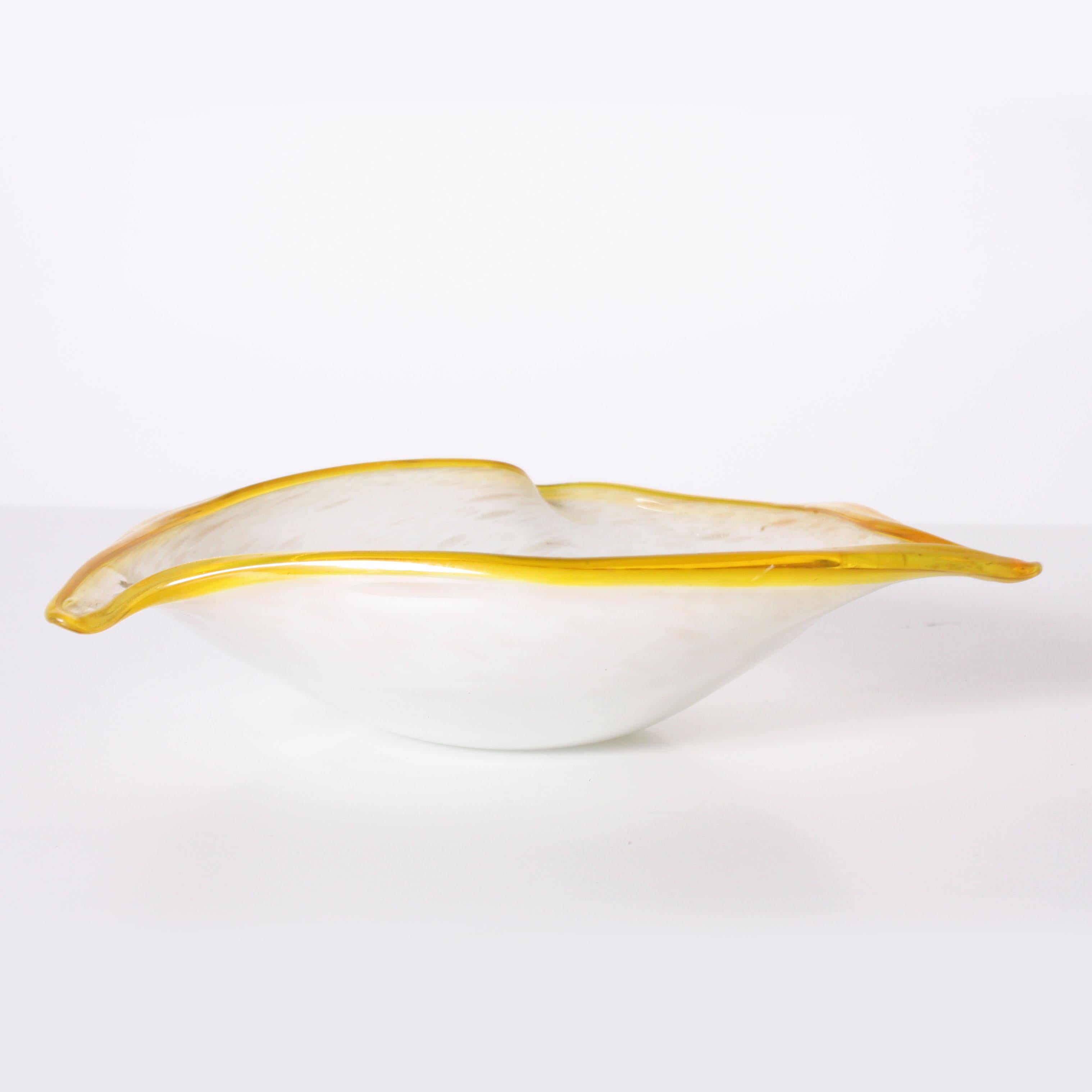 Murano glass three corner bowl, circa 1970.
$425.