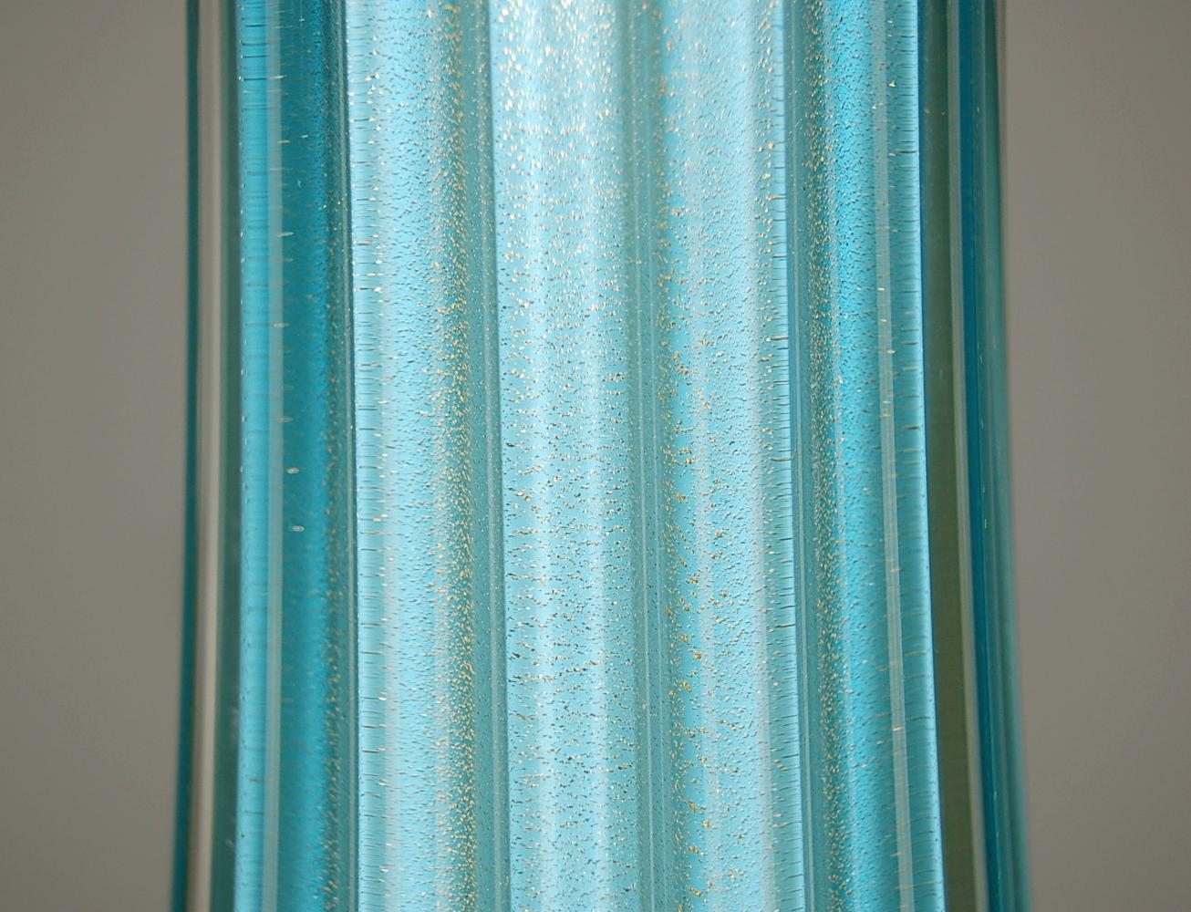 Murano Glass Three-Footed Table Lamps in Blue and Gold For Sale 5