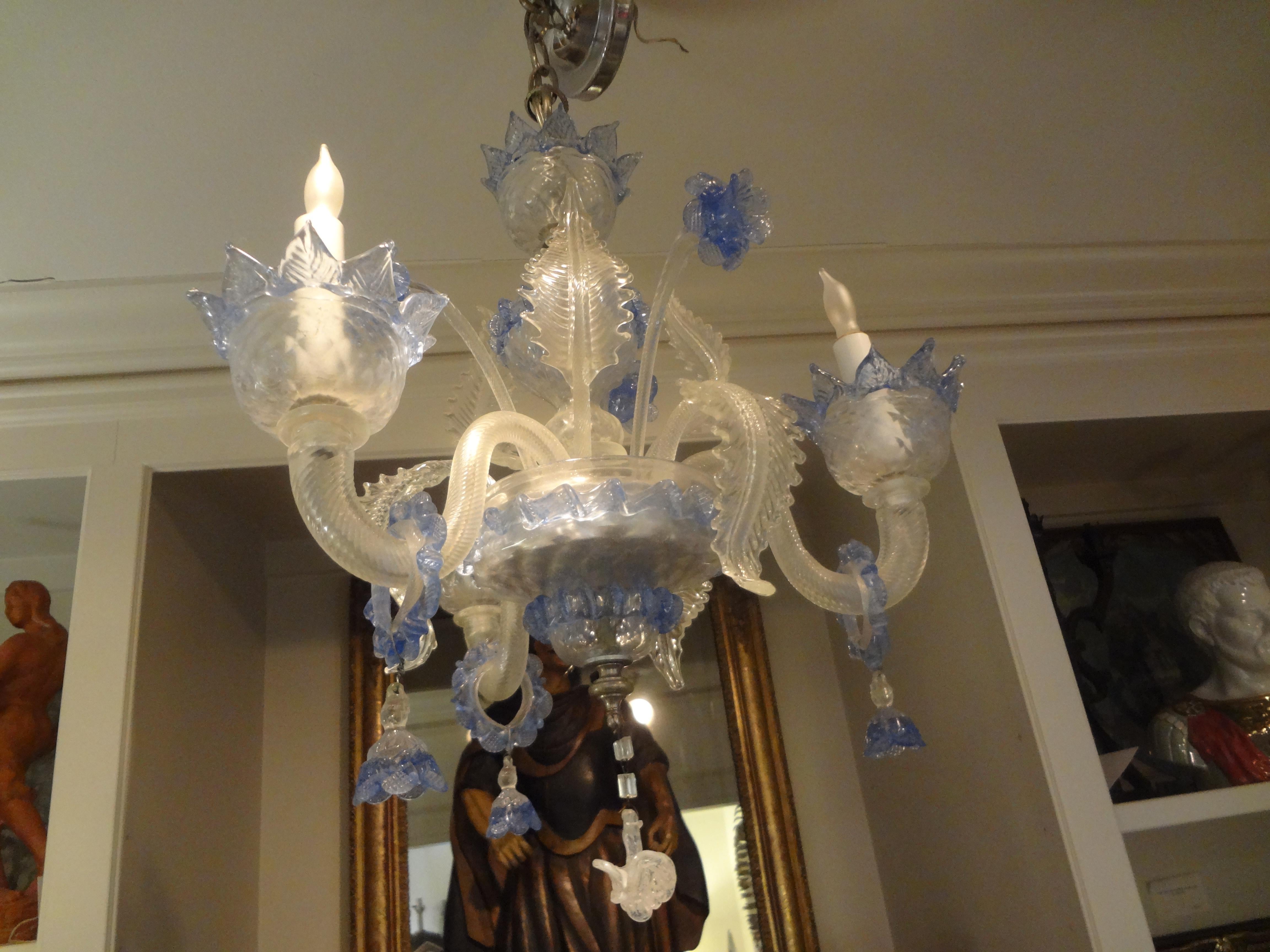 Venini Style Murano Glass Three-Light Chandelier 5