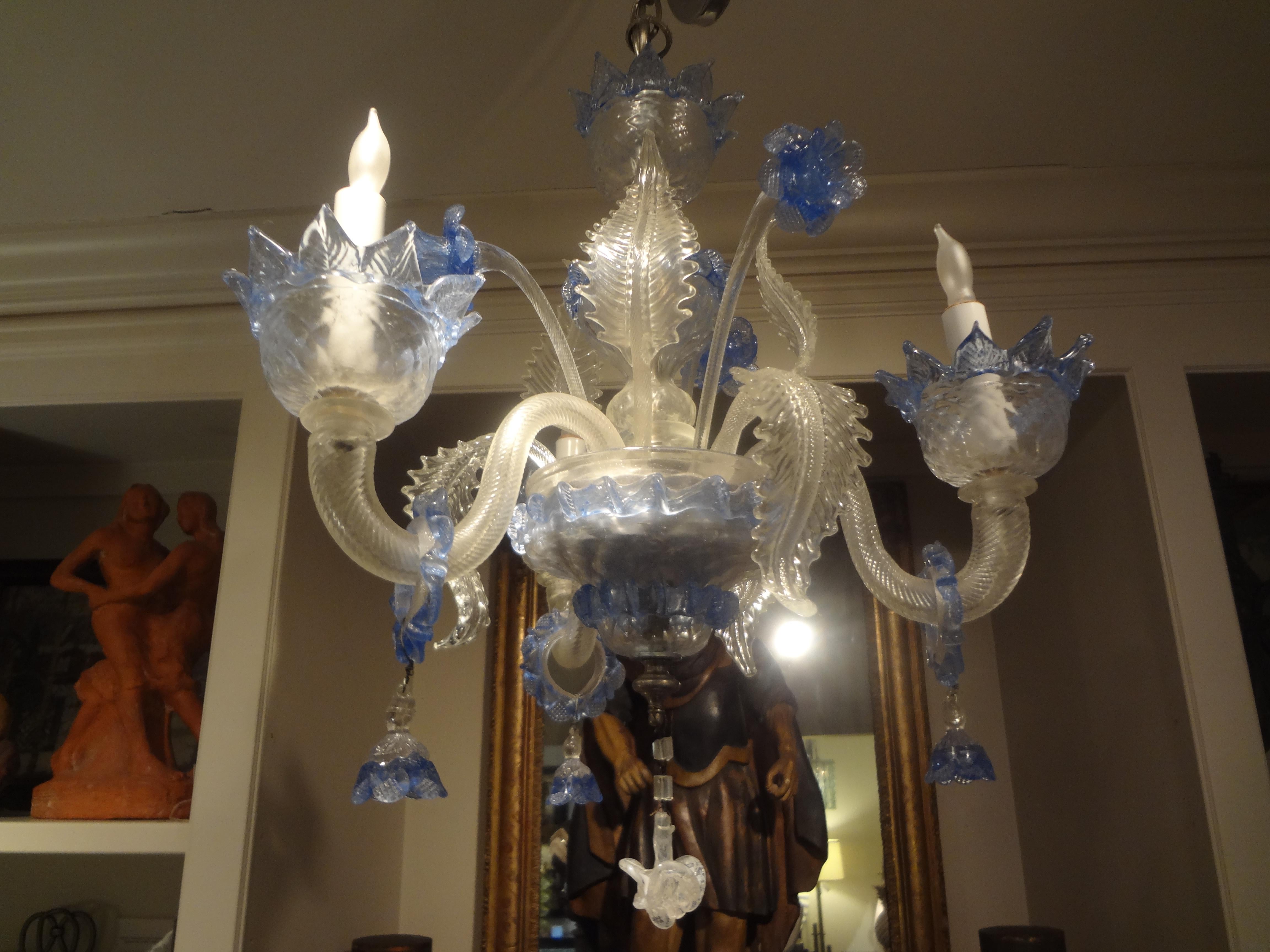 Louis XV Venini Style Murano Glass Three-Light Chandelier