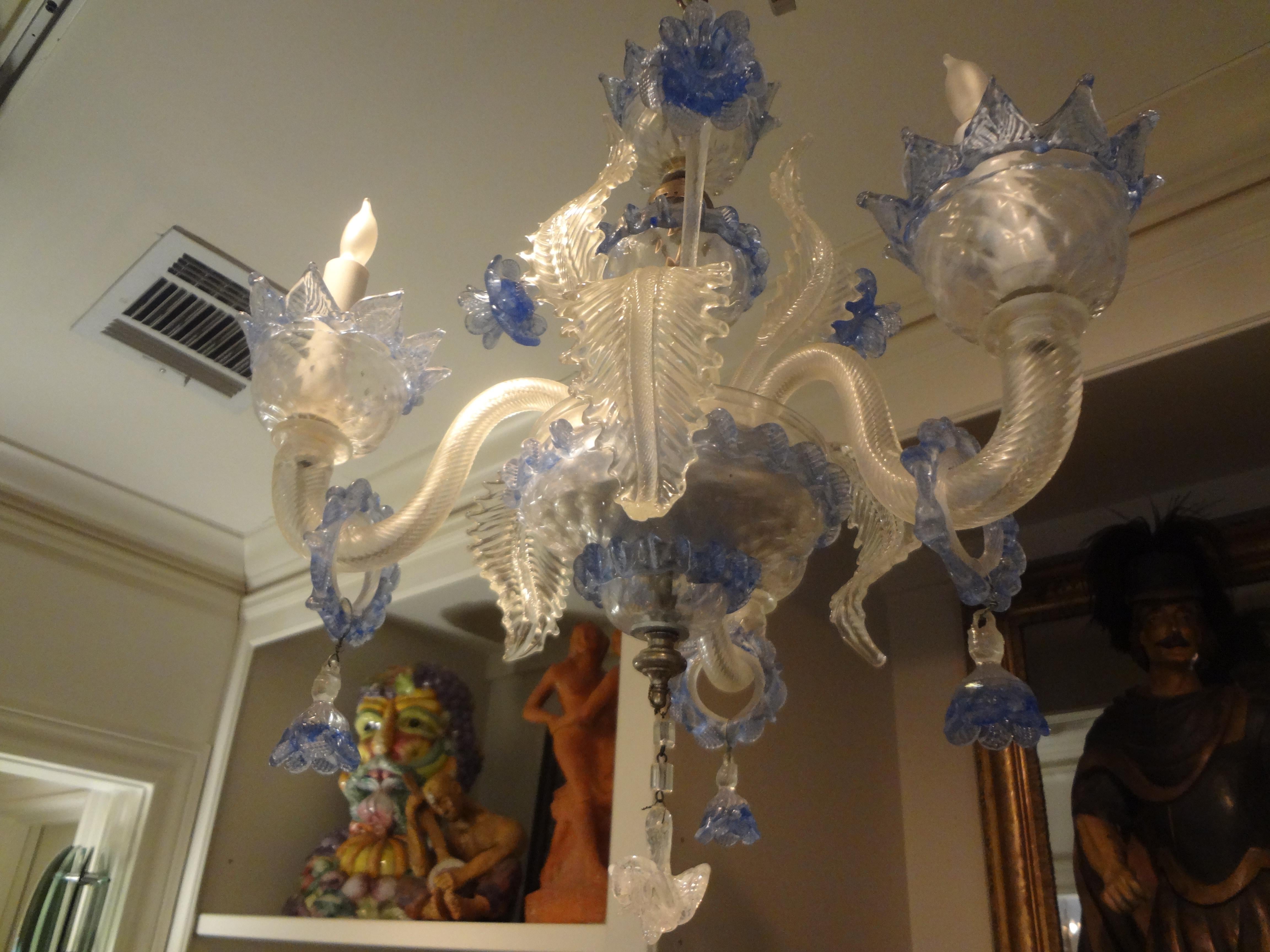 Venini Style Murano Glass Three-Light Chandelier 1