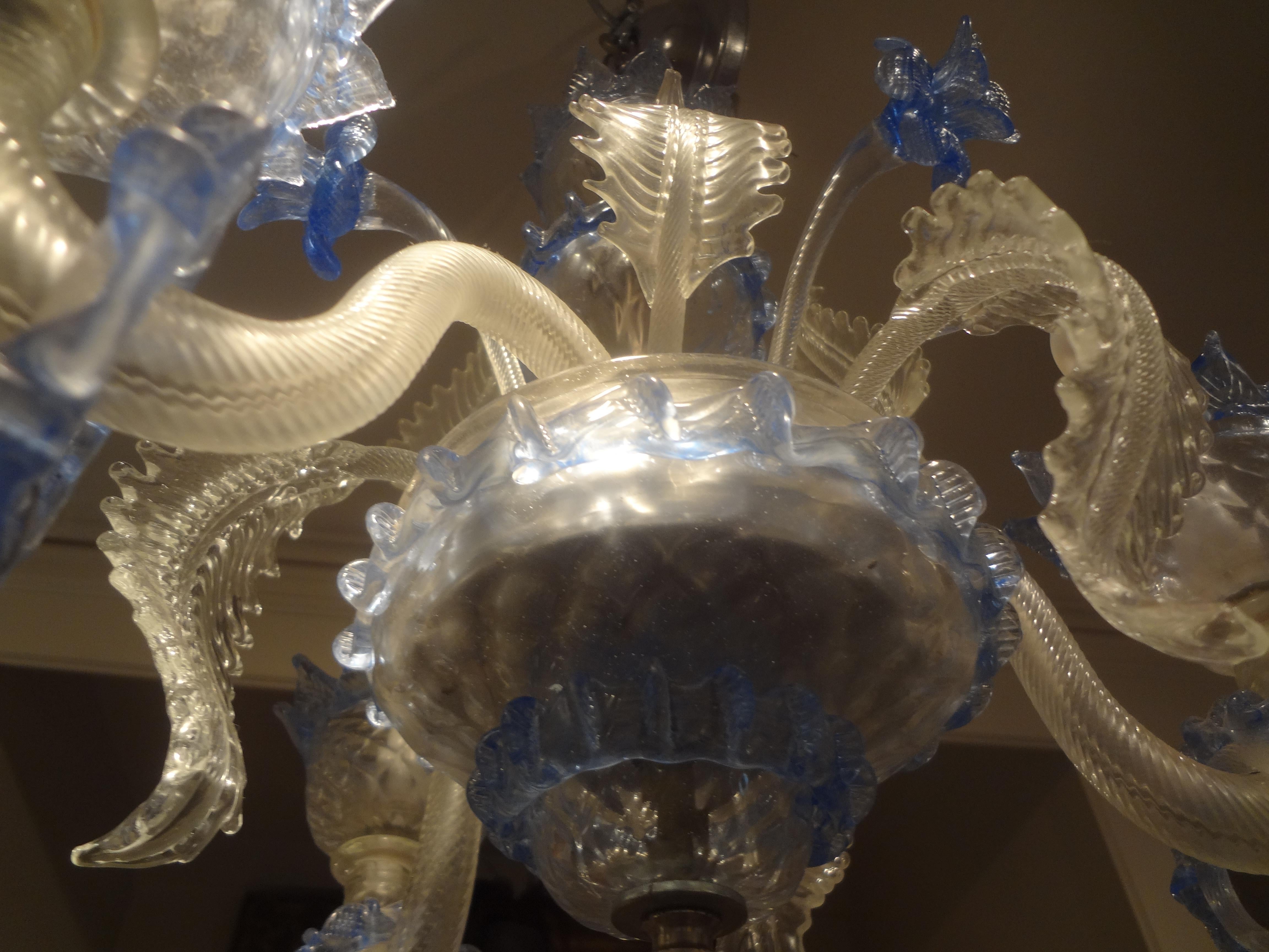 Venini Style Murano Glass Three-Light Chandelier 2