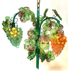 Murano Glas Drei Lights Hängende Weintrauben und Blätter Kronleuchter