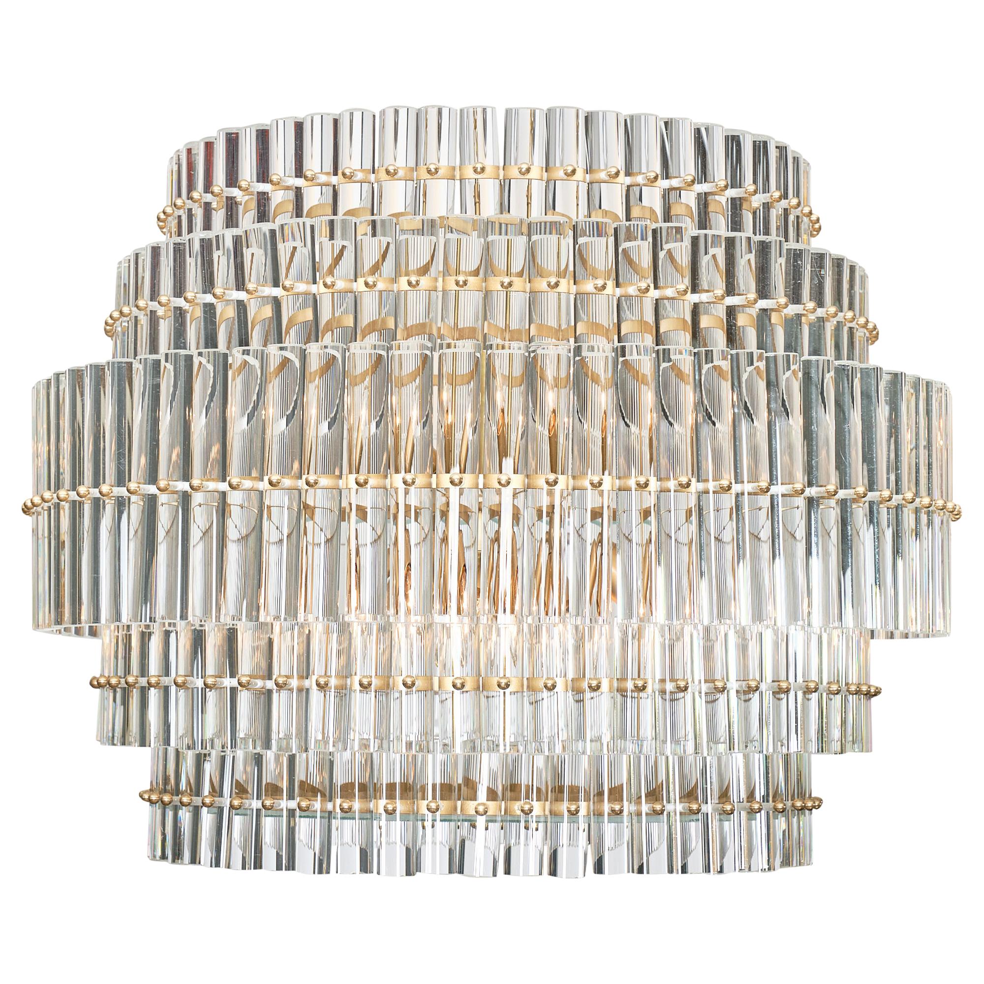 Murano Glass Tiered Rod Chandelier For Sale
