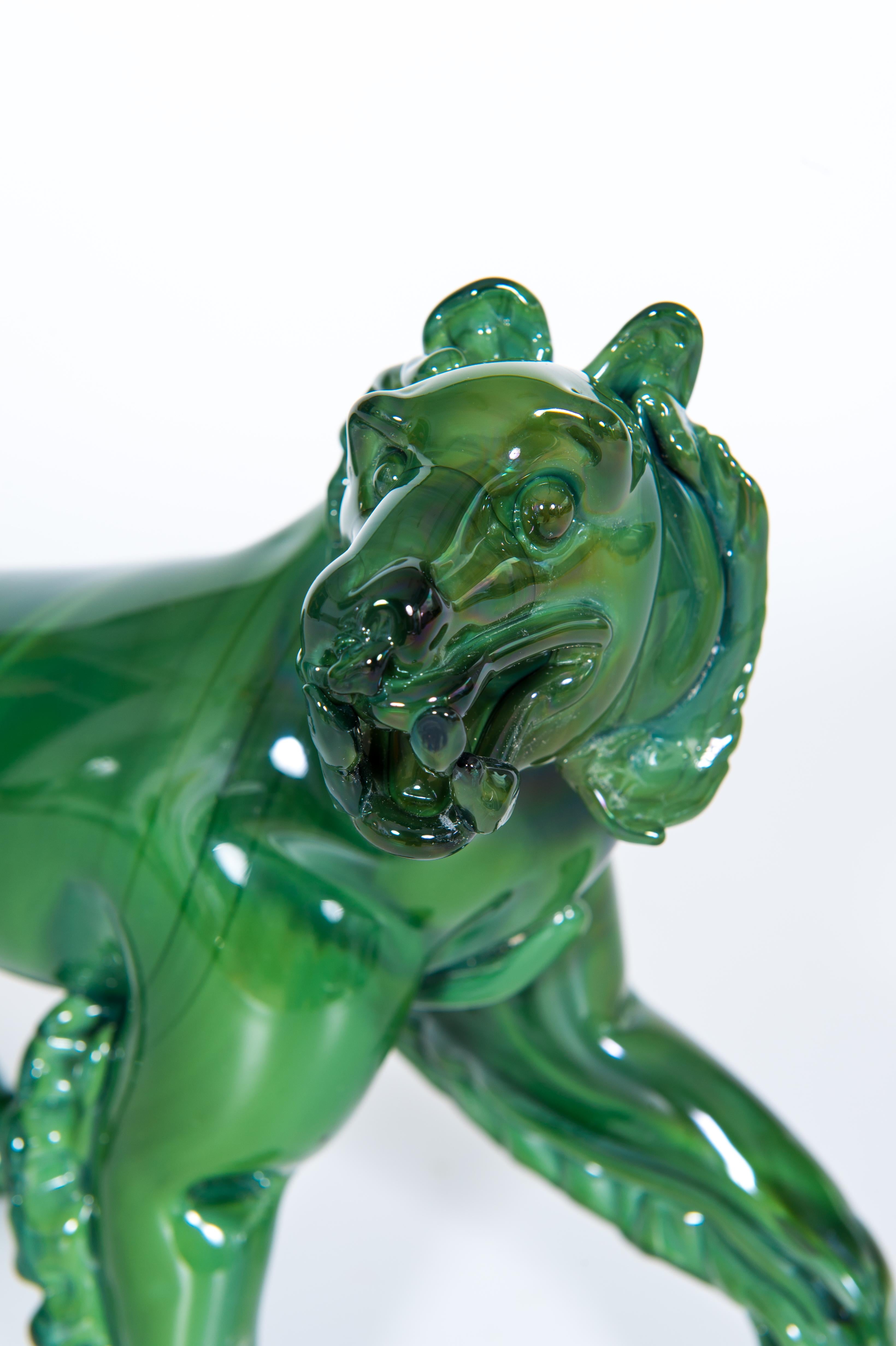 Scultura di tigre in vetro di Murano di Giovanni Dalla Fina anni '90 in vendita 3