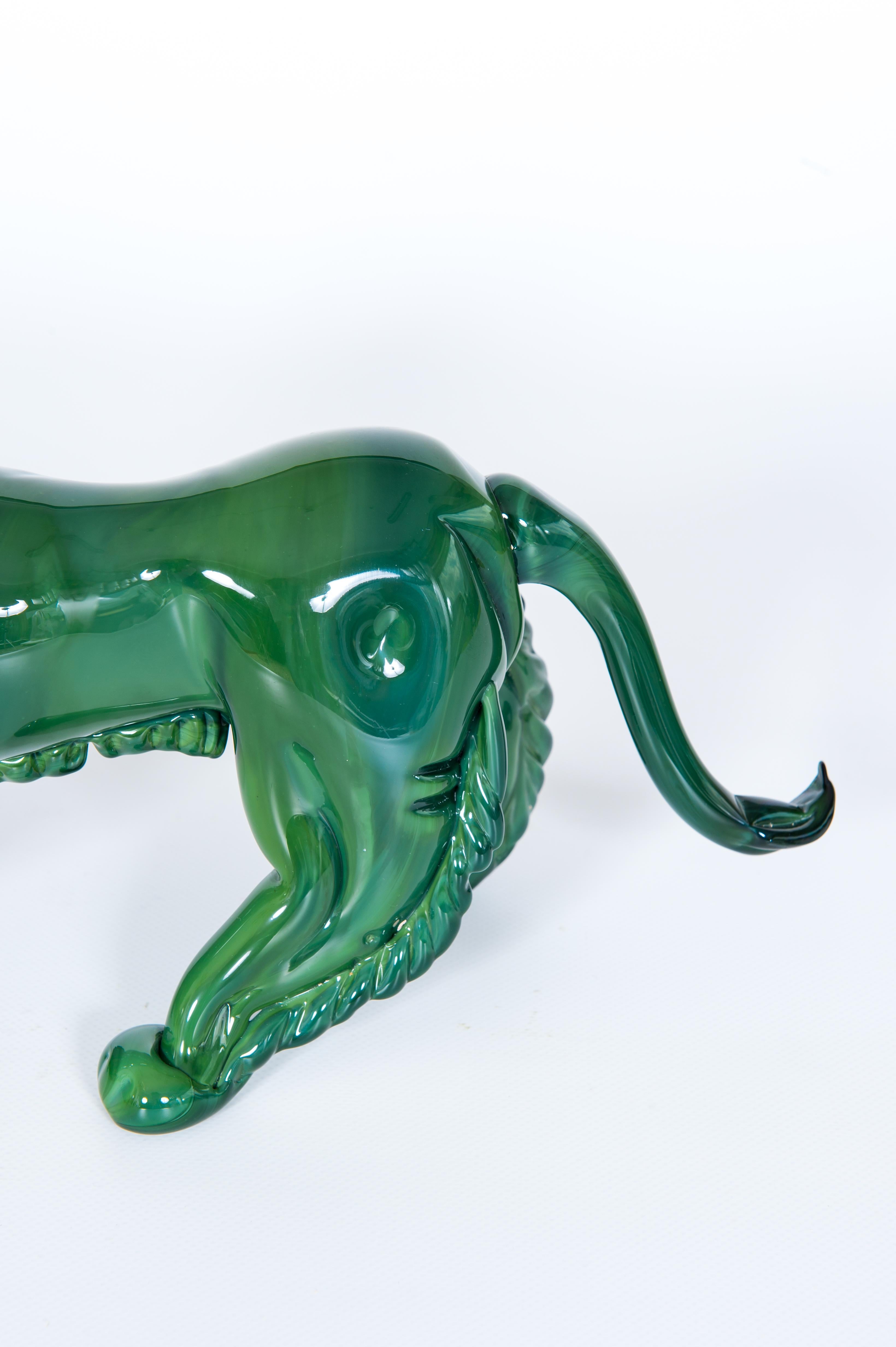 Fine XX secolo Scultura di tigre in vetro di Murano di Giovanni Dalla Fina anni '90 in vendita