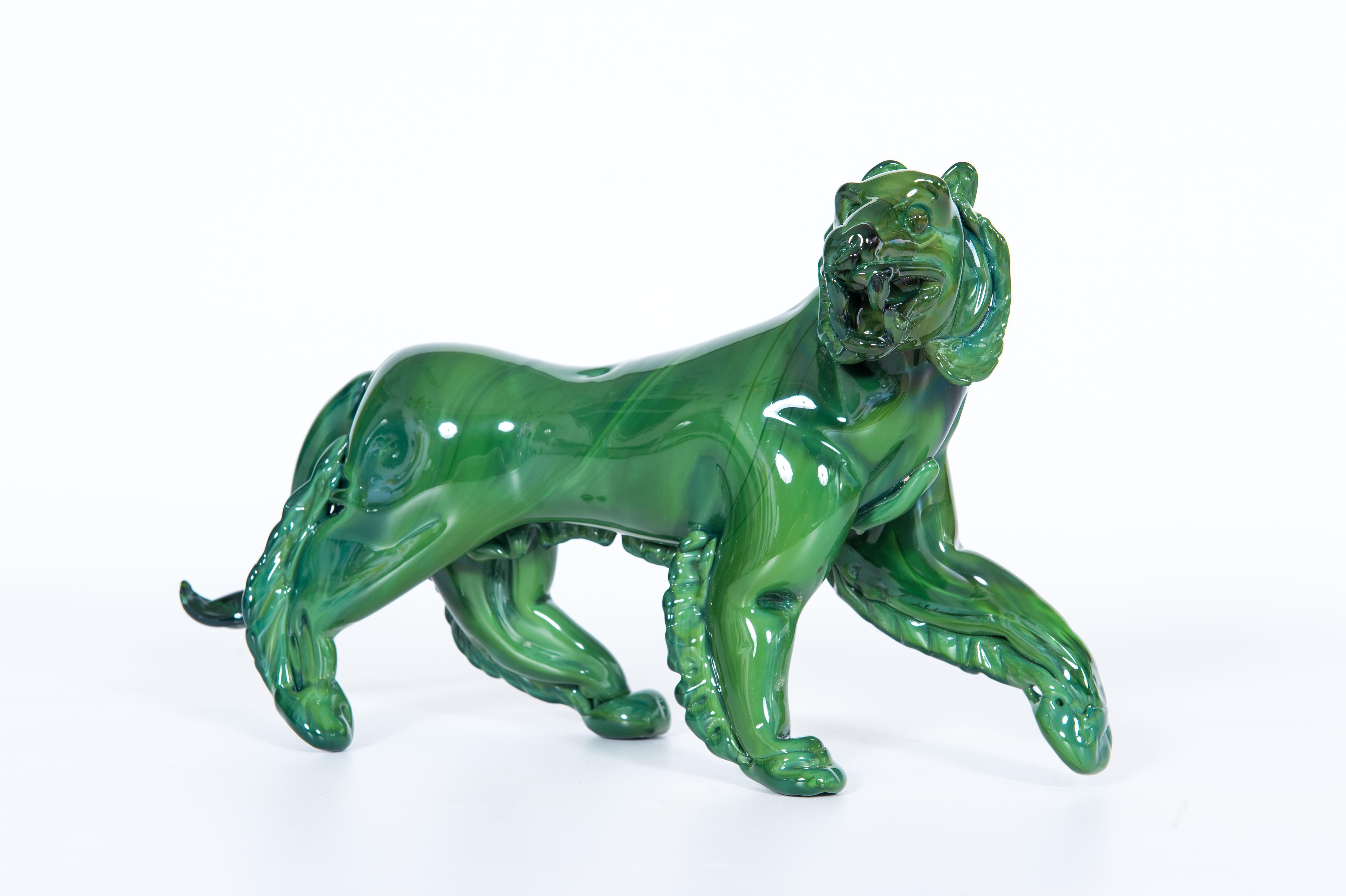 Scultura di tigre in vetro di Murano di Giovanni Dalla Fina anni '90 in vendita 1