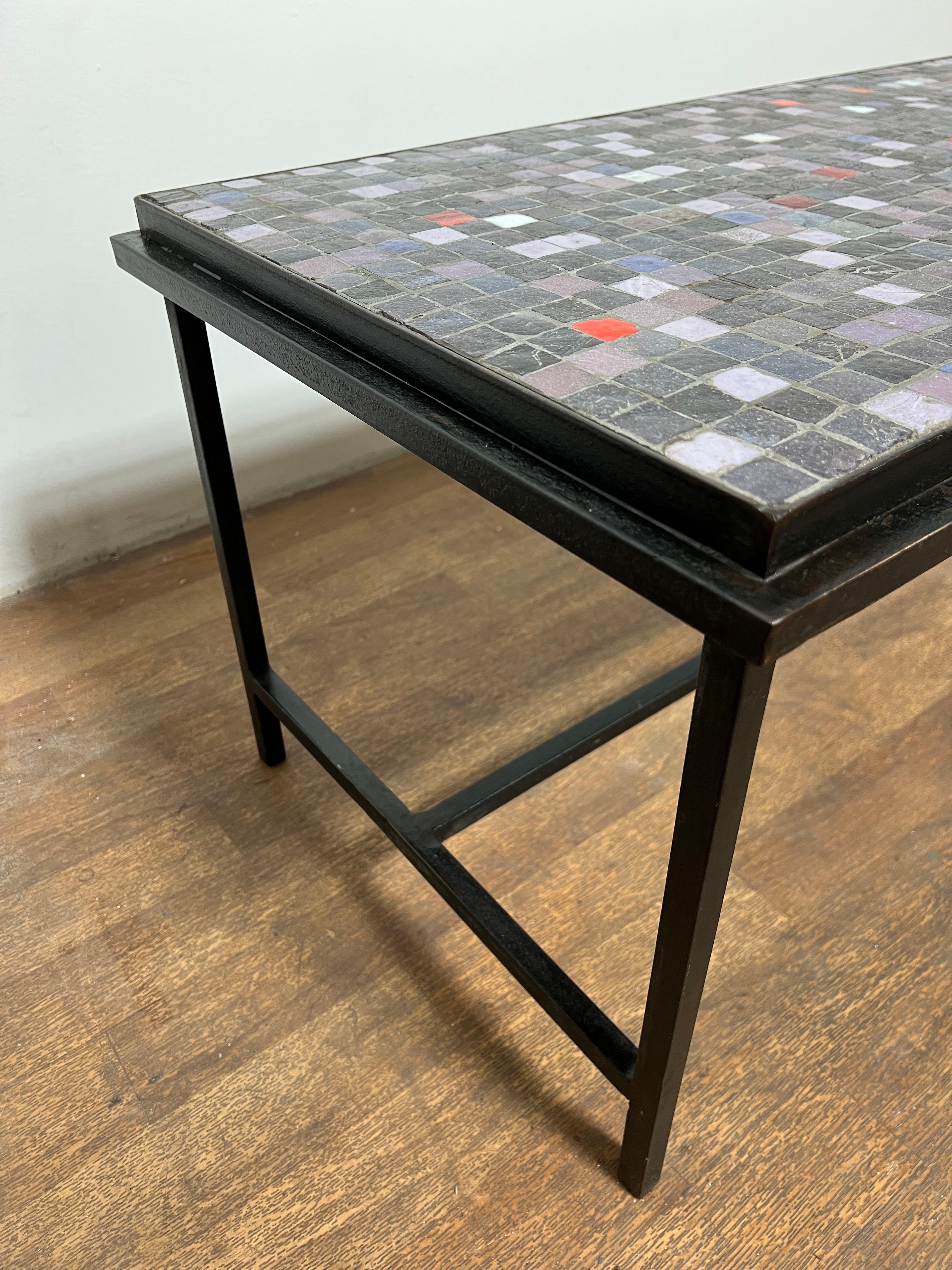 Murano Glass Tile Mosaic Coffee Table in Manner of Roger Capron, Circa 1960s In Good Condition In Peabody, MA
