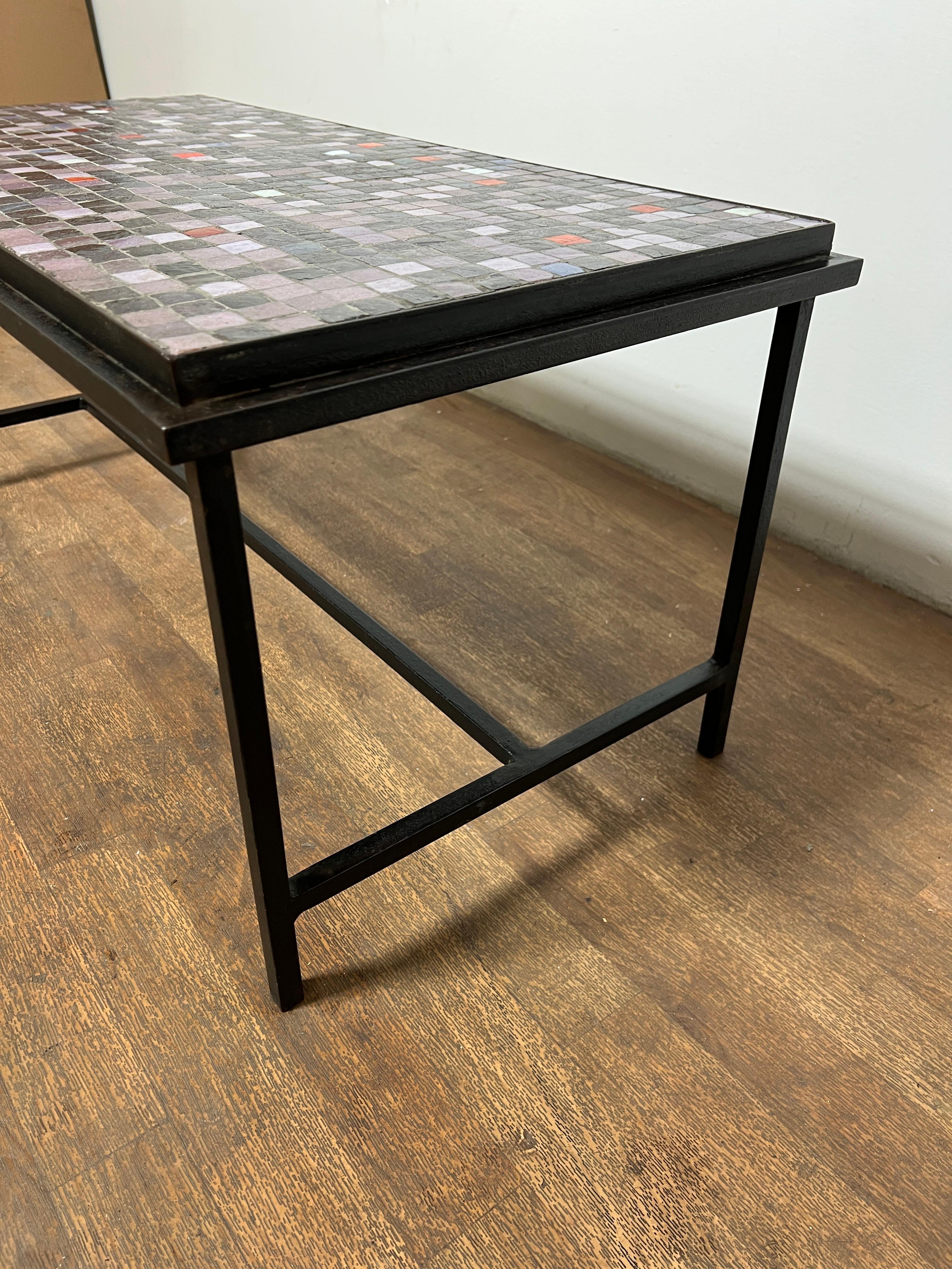 Mid-20th Century Murano Glass Tile Mosaic Coffee Table in Manner of Roger Capron, Circa 1960s