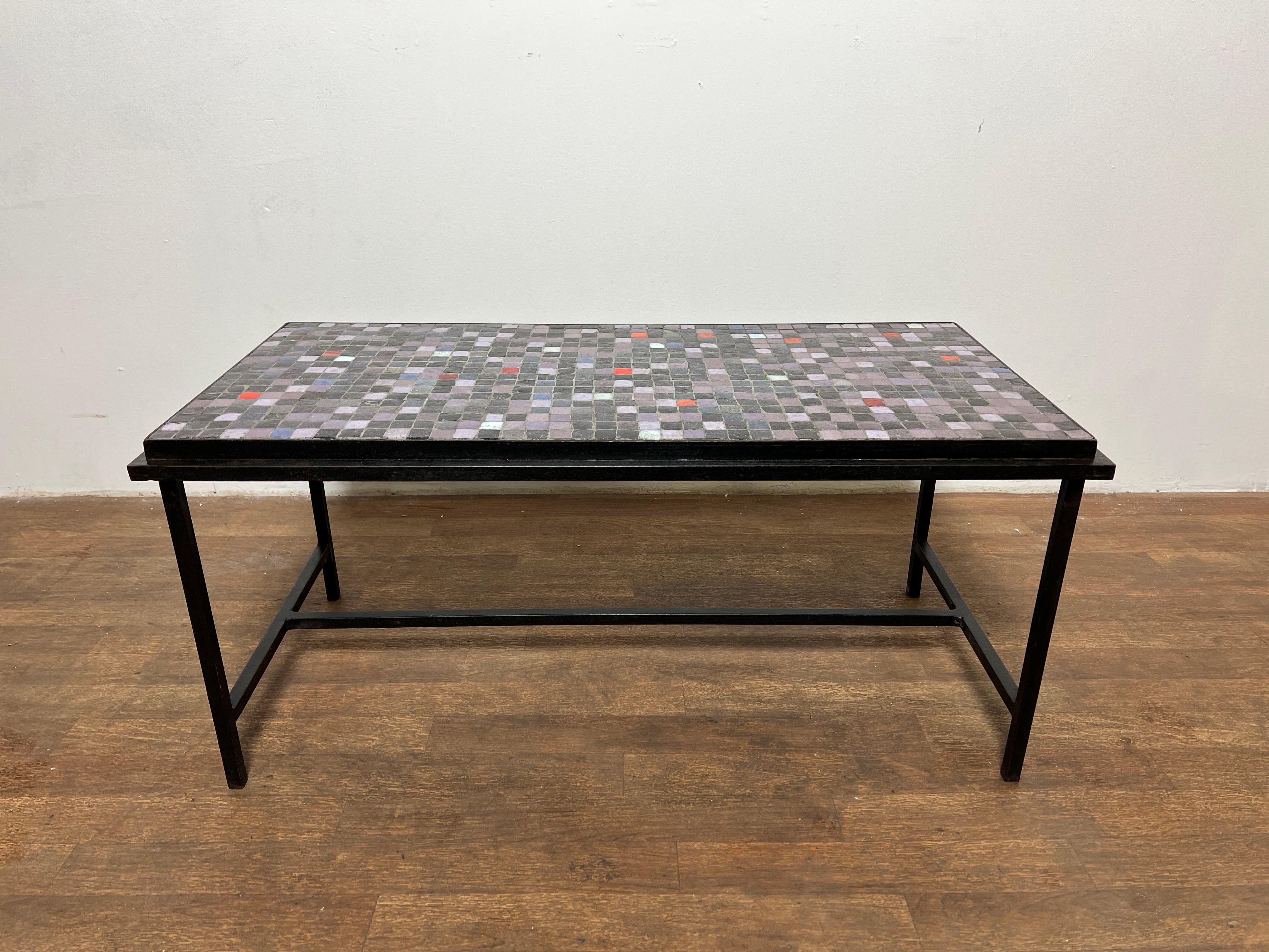 Murano Glass Tile Mosaic Coffee Table in Manner of Roger Capron, Circa 1960s 1