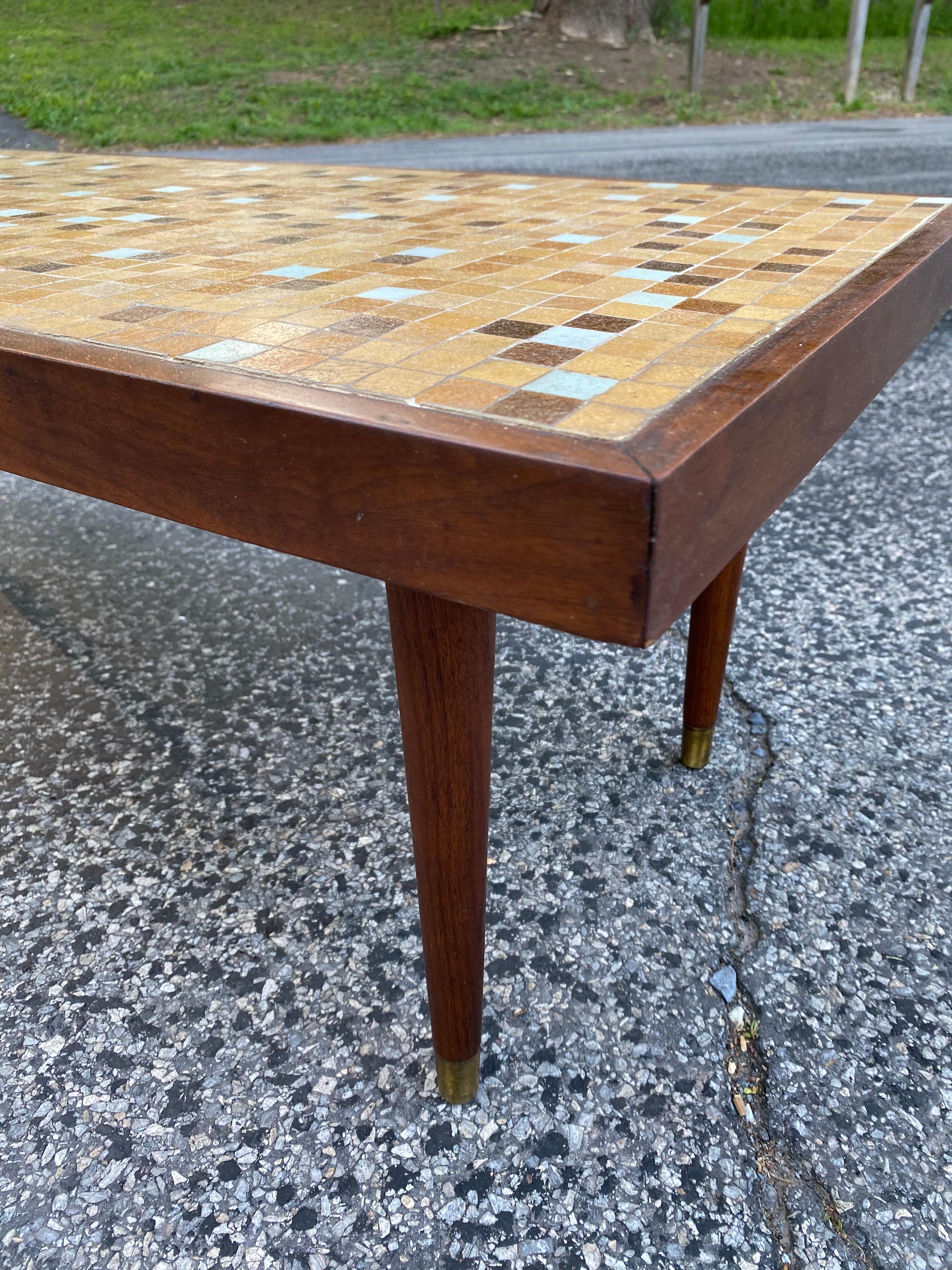 Murano Glass Tile Rectangular Coffee Table In Good Condition In Philadelphia, PA