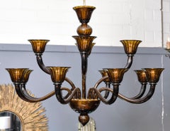 Kronleuchter aus Murano-Glas in Tabakfarbe, mundgeblasen, Mid-Century-Modern-Stil, Italien