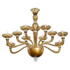 Murano Glass Tobacco Colored Chandelier by Barovier