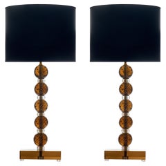 Murano Glass Tobacco Lamps, Hand-Blown Pulegoso Design, Italy, New