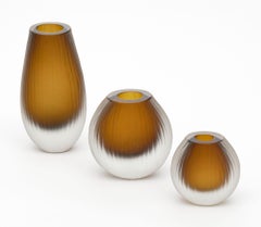 Murano Glass Tobacco Trio of Vases in the Manner of Tobia Scarpa