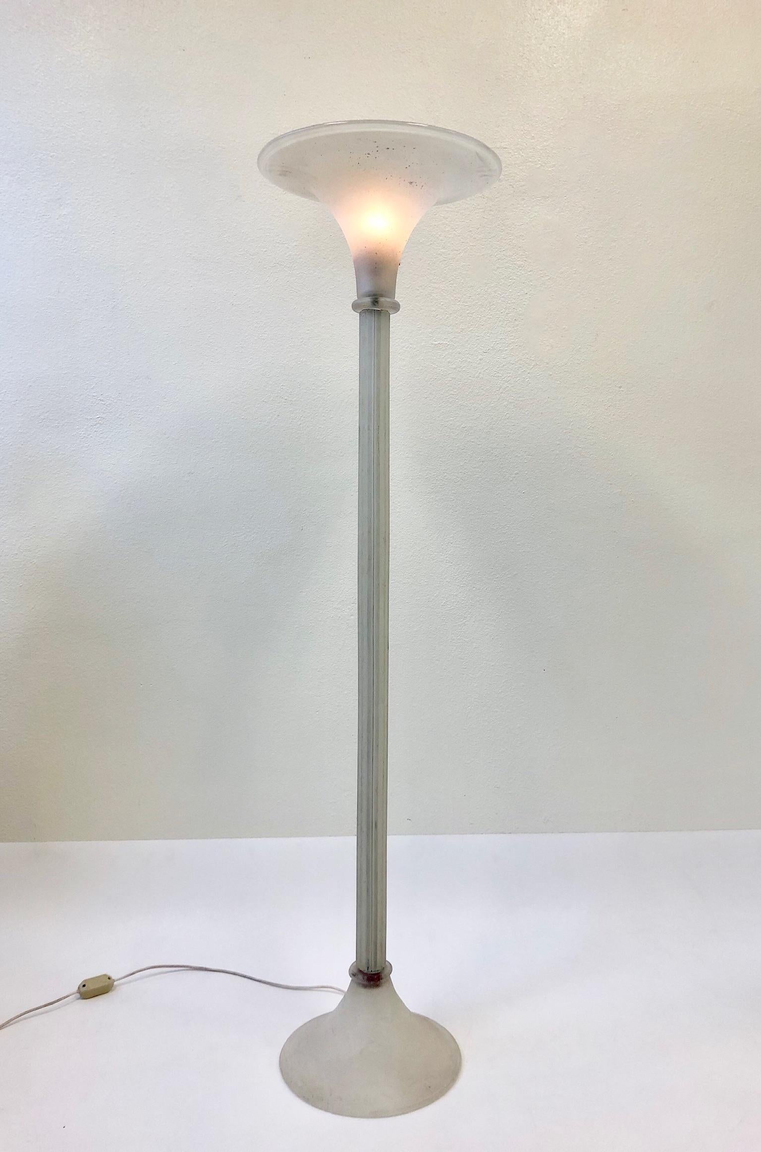 Murano Glass Torchère Floor Lamp by Karl Springer for Seguso For Sale 4