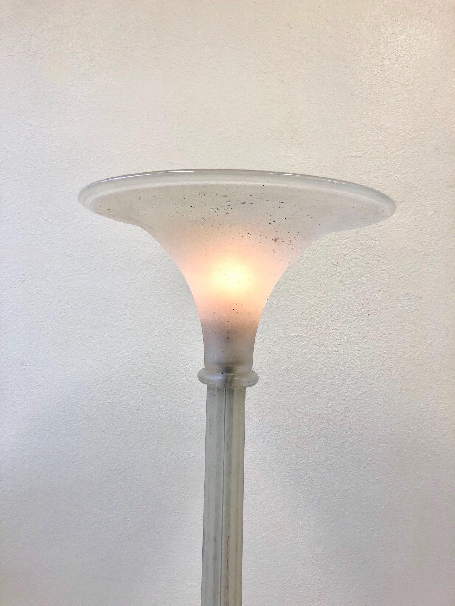 Moderne Lampadaire torchère en verre de Murano de Karl Springer pour Seguso en vente