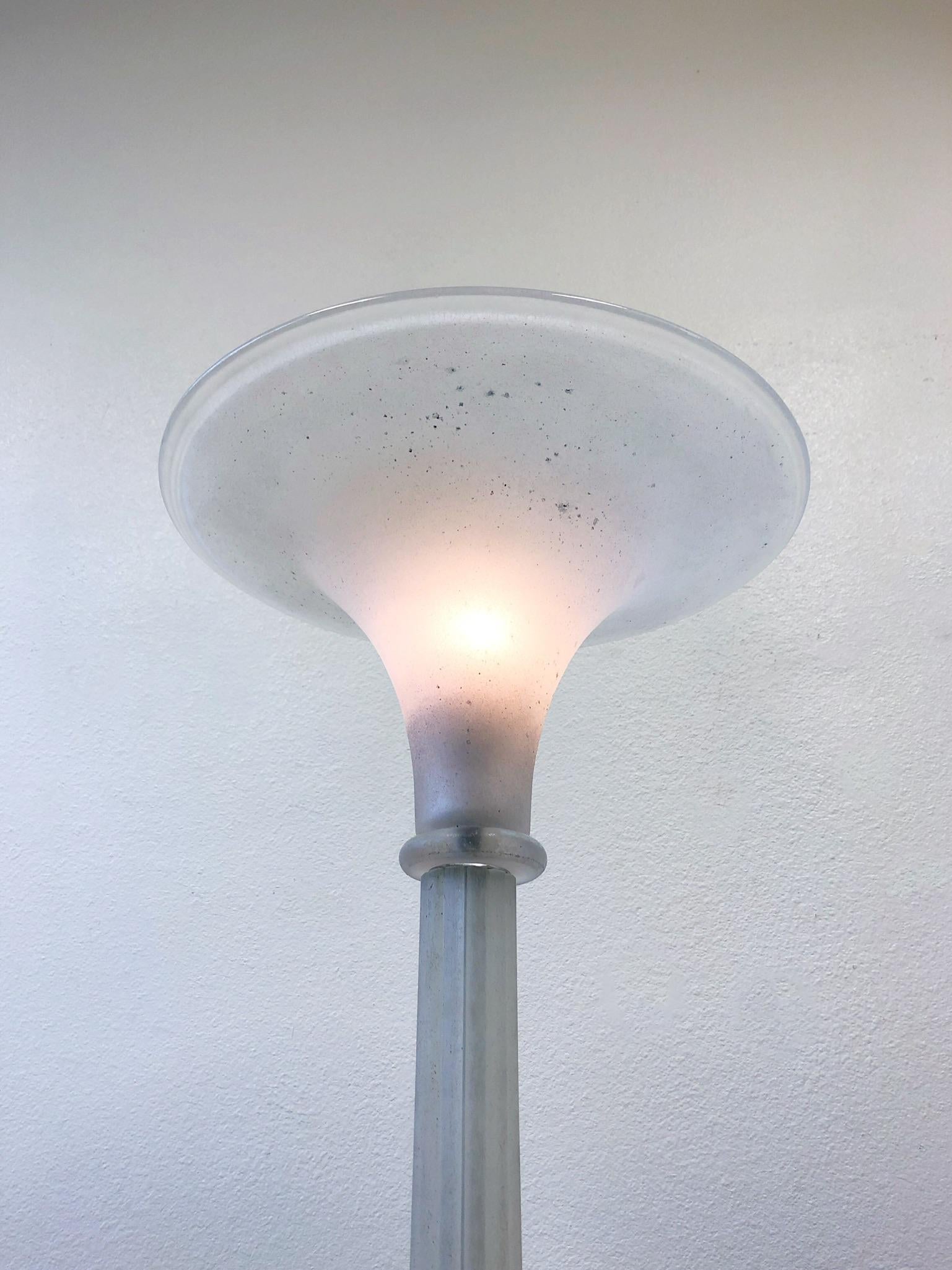 Italian Murano Glass Torchère Floor Lamp by Karl Springer for Seguso For Sale