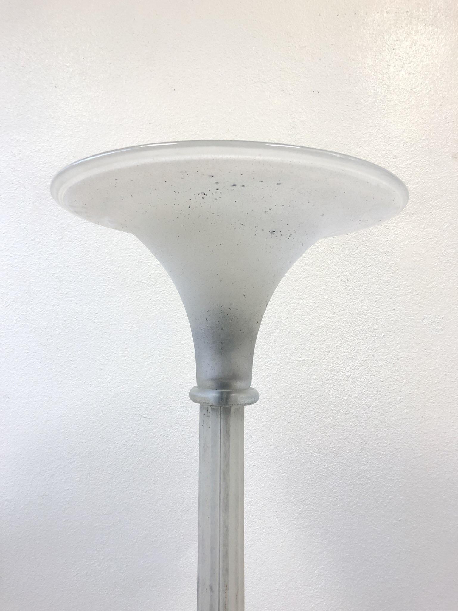 Fin du 20e siècle Lampadaire torchère en verre de Murano de Karl Springer pour Seguso en vente