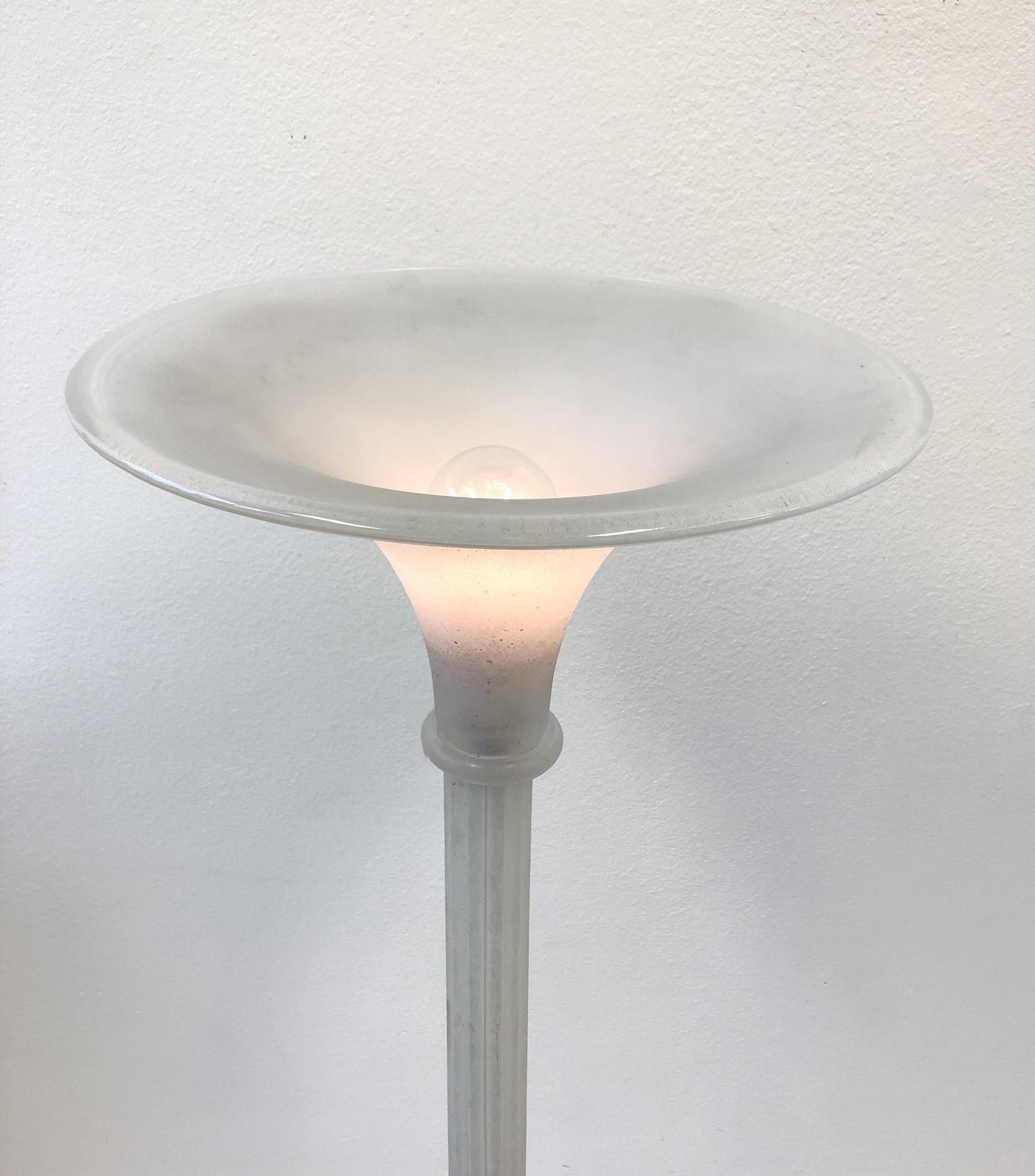 Murano Glass Torchère Floor Lamp by Karl Springer for Seguso For Sale 2