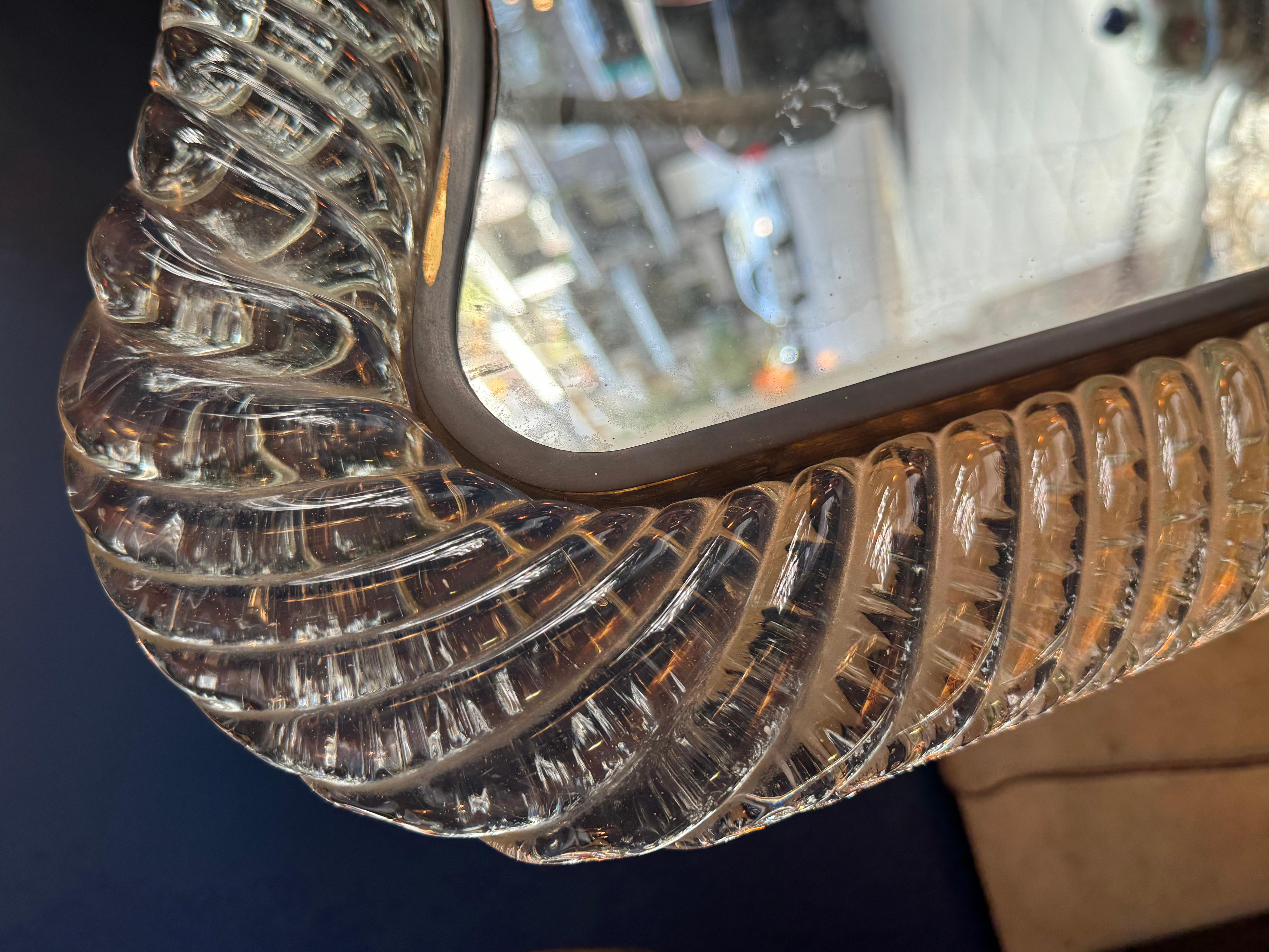 Italian Murano Glass Torchon Mirror signed by Barovier Tosso, circa 1950 For Sale