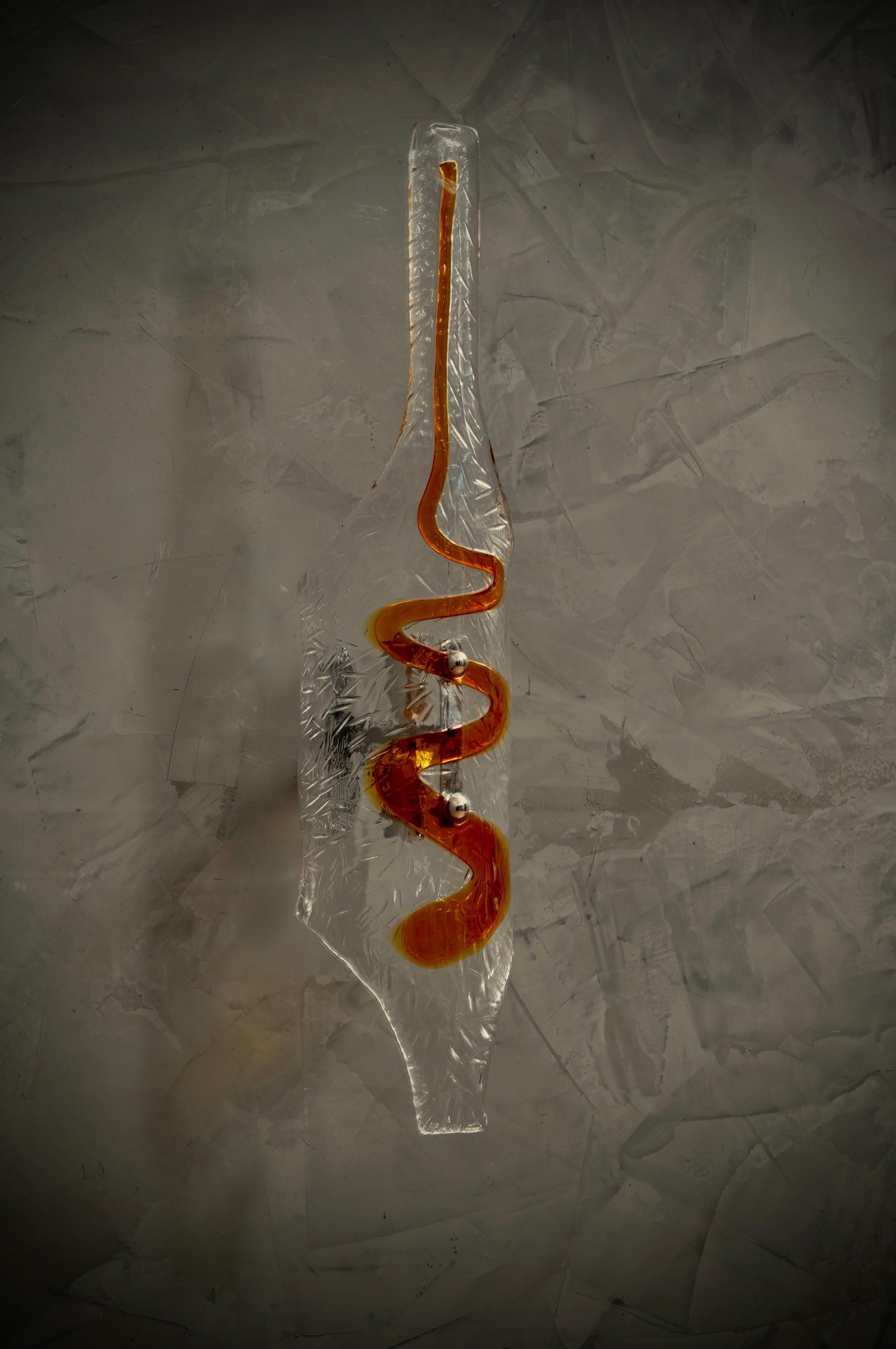 Apliques y Lámparas de Pared de Cristal de Murano Transparente y Color Ámbar, 1960 Moderno de mediados de siglo en venta